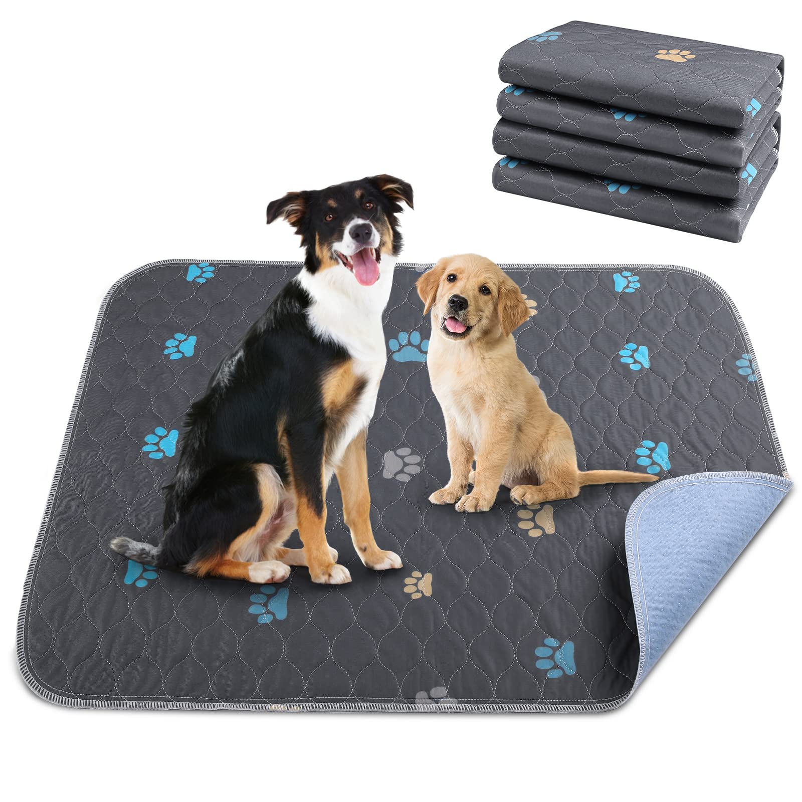Aitmexcn Washable Puppy Dog Pee Pad, 2Pcs 100% Waterproof Whelping Training Mat For Puppy/Senior Dog, Fast Drying Reusable Puppy Pads For Indoor, Outdoor And Car Travel- 24'' X 36''