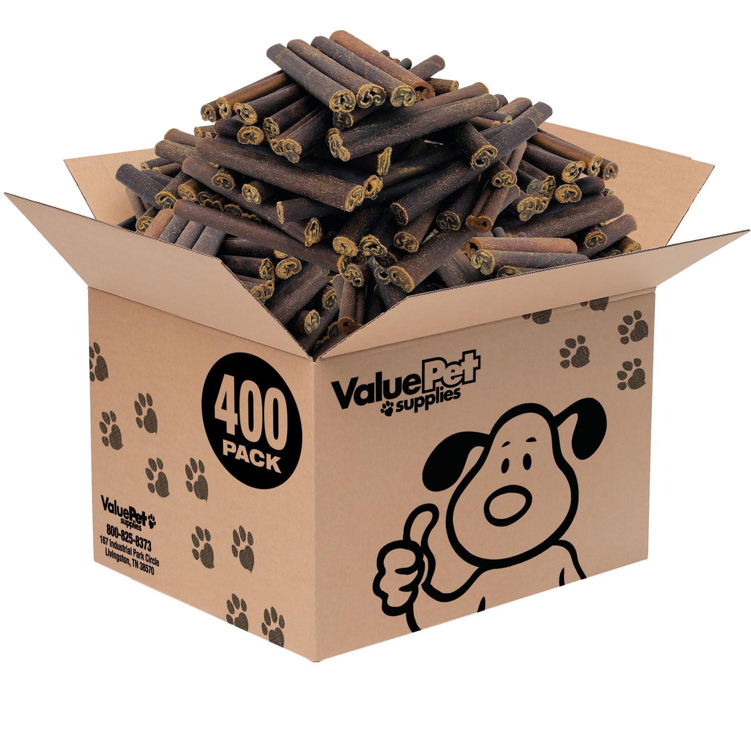 ValueBull USA Collagen Sticks for Dogs, 6 Inch Thick Chews, Natural Long-Lasting Dog Treats, 400 Count Wholesale Pack - Supports