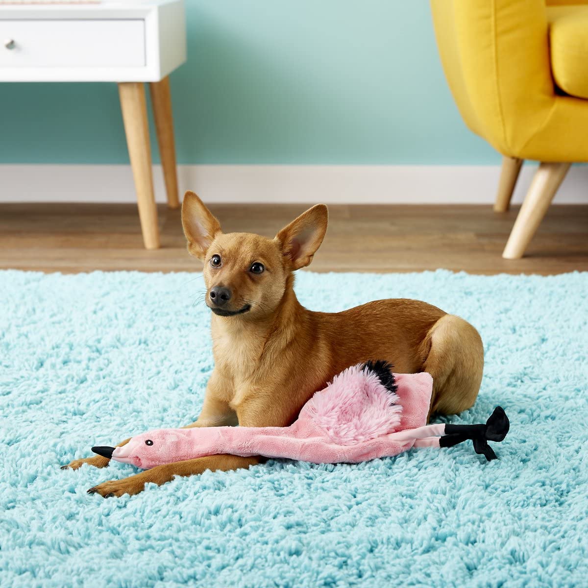 SPOT Skinneeez Flamingo 19 Inch Stuffing-Free Plush Dog Toy with Dual Squeakers - Long Interactive Chew Toy for Medium and Large