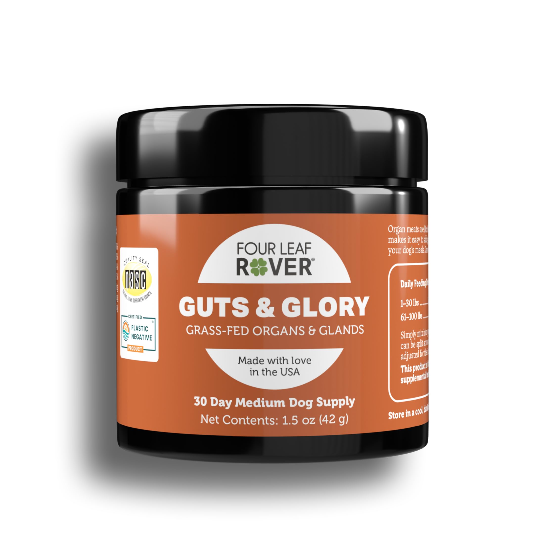 Four Leaf Rover Guts & Glory - Freeze Dried Organs for Dogs - with 100% Grass-Fed New Zealand Beef - Rich in Minerals - Veterina