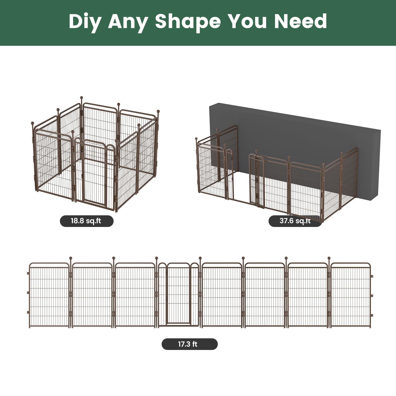 Gardner Pet Dog Playpens, 40'' H 8 Panels Dog Pen Outdoor/Indoor Dog Fence Exercise Pen For Small/Medium/Large Dogs, Foldable Pe
