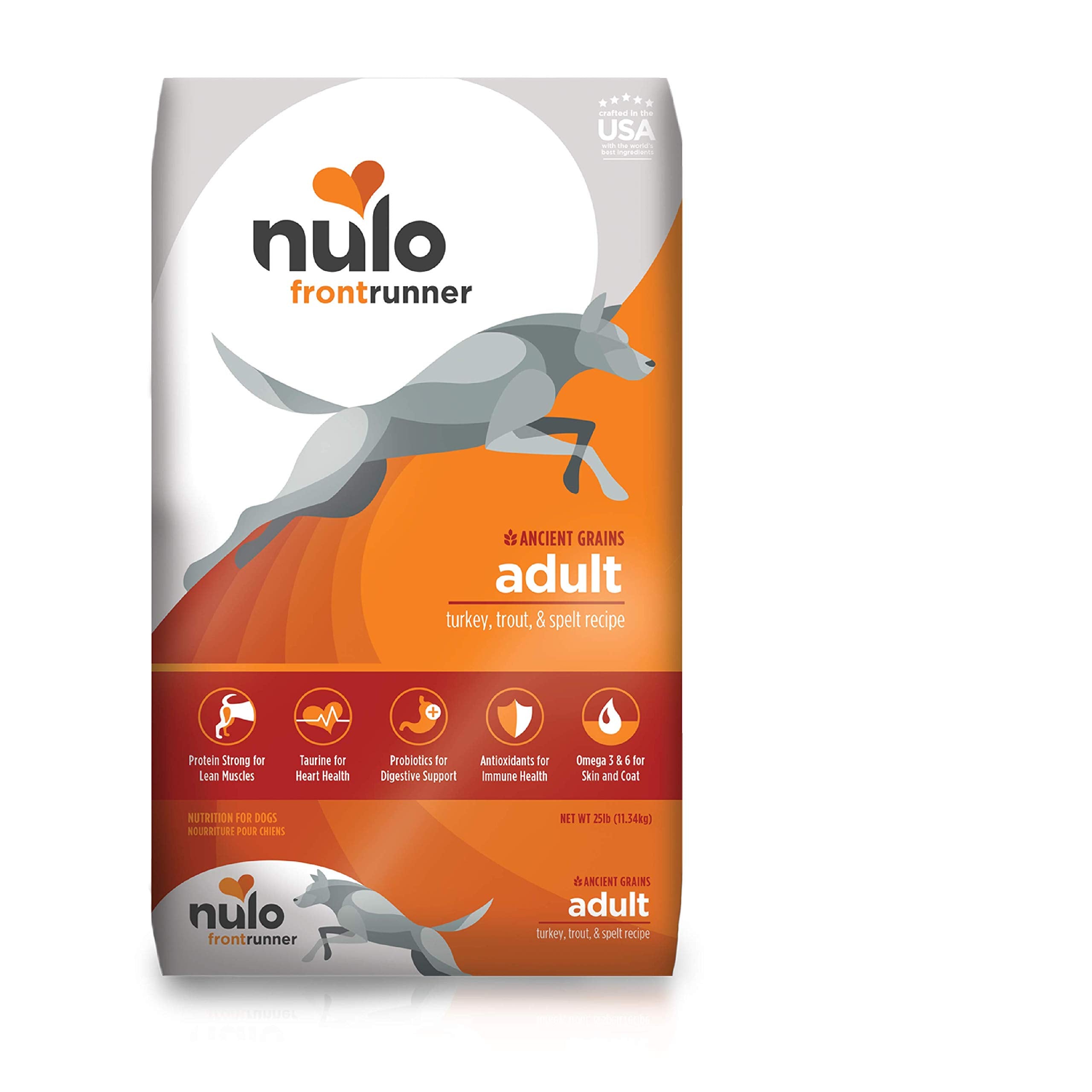 Nulo Frontrunner Turkey, Trout & Spelt Adult Dry Kibble Dog Food with Ancient Grains, 25 Pound Bag
