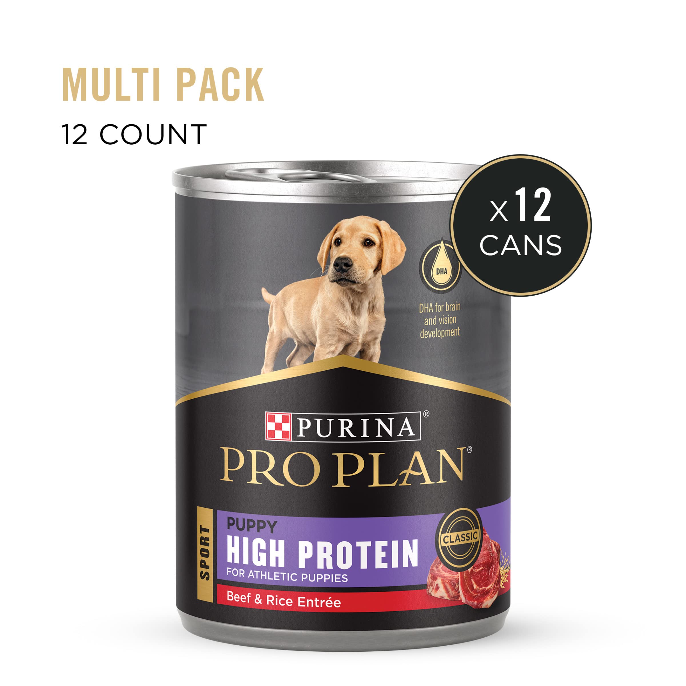 Purina Pro Plan Sport High Protein Puppy Food Beef & Rice Entree Wet Formula - (Pack of 12) 13 oz. Cans