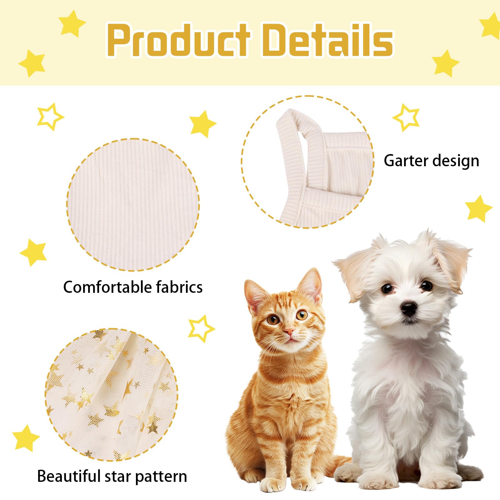 Dog Tutu Dress Cat Dogs Summer Tulle Slip Lace Dress Cute Puppy Glitter Star Skirt Pet Party Clothes For Small Medium Cat Dog (Y