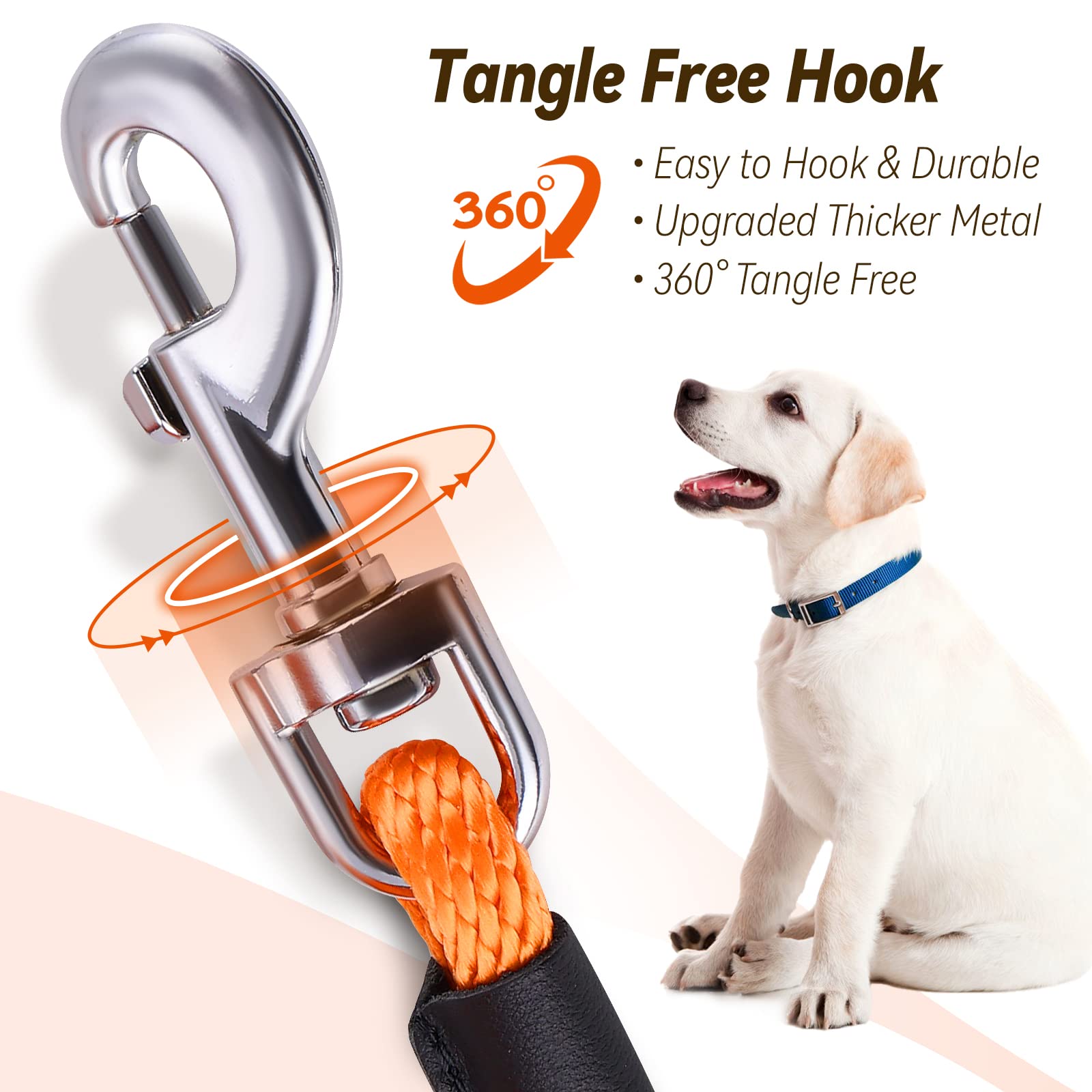 Lynxking Check Cord Dog Leash Long Lead Training Tracking Line Comfortable Handle Heavy Duty Puppy Rope 10Ft 15Ft 30Ft 50Ft For Small Medium Large Dog