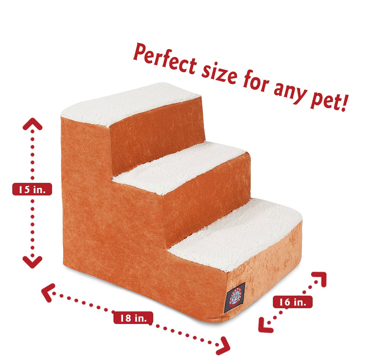 3 Step Portable Pet Stairs By Majestic Pet Products Villa Orange Steps for Cats and Dogs Tangerine