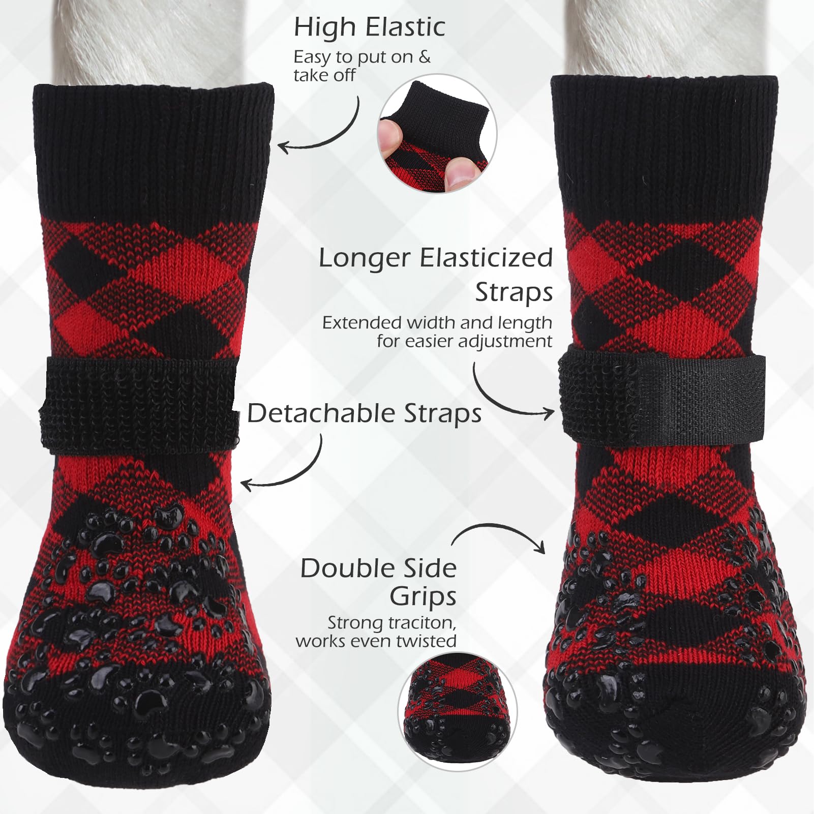 Expawlorer Dog Socks To Prevent Licking Paws, Dog Shoes For Hot Pavement, Anti Slip Dog Booties For Hardwood Floors, Dog Boots &