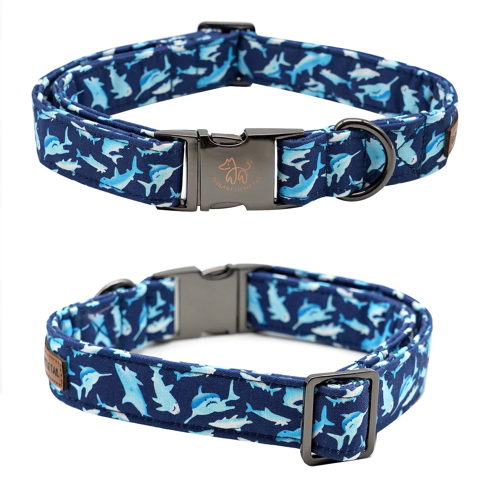 Elegant Little Tail Dog Collar With Bow, Shark Print Adjustable Dog Collar Cute Bowtie Dog Collar Boy Pet Collar For X-Large Dogs
