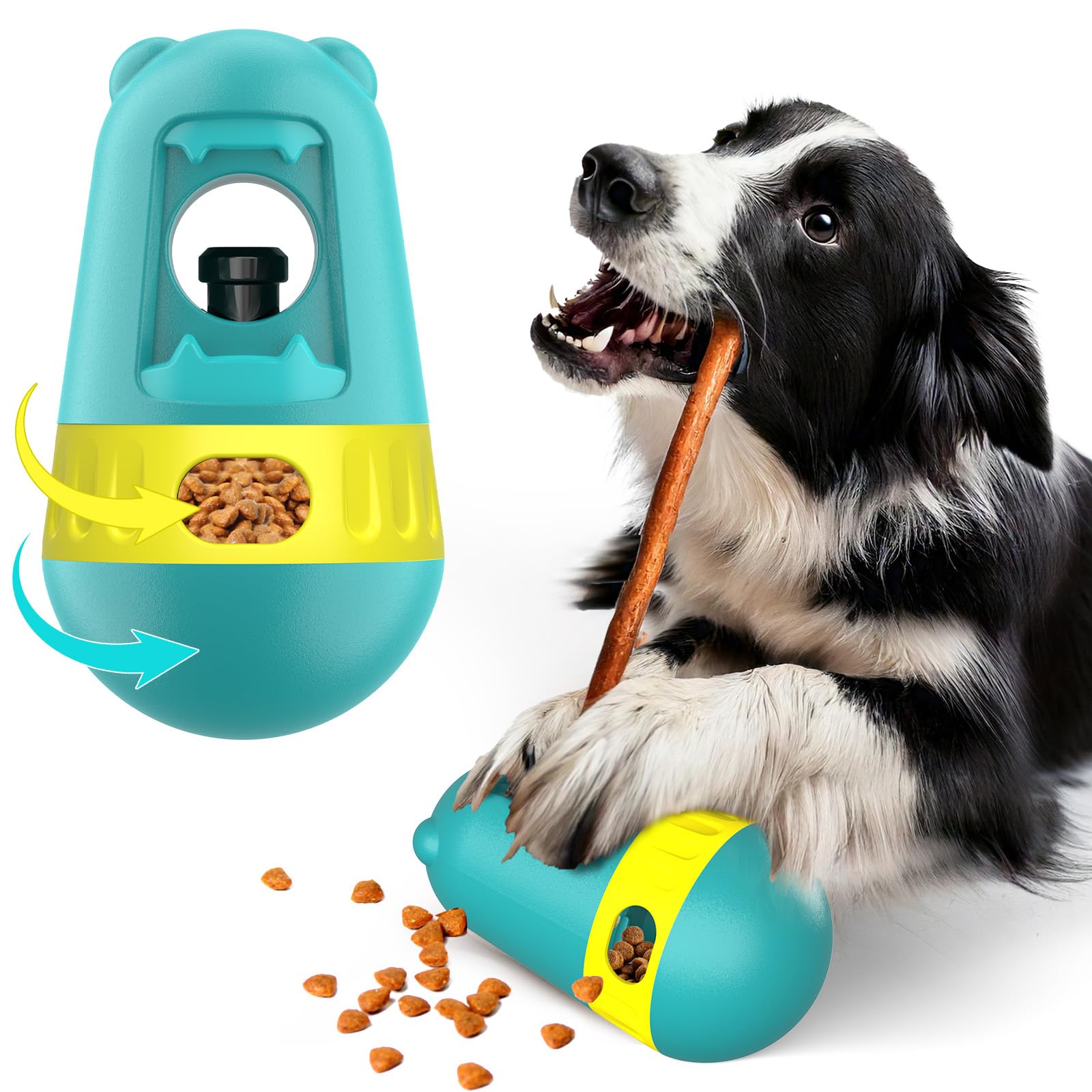 BABORUI 2 in 1 Dog Treat Toy, Bully Stick Holder & Interactive Treat Dispensing Toys to Keep Them Busy, Adjustable Dog Chew Bone