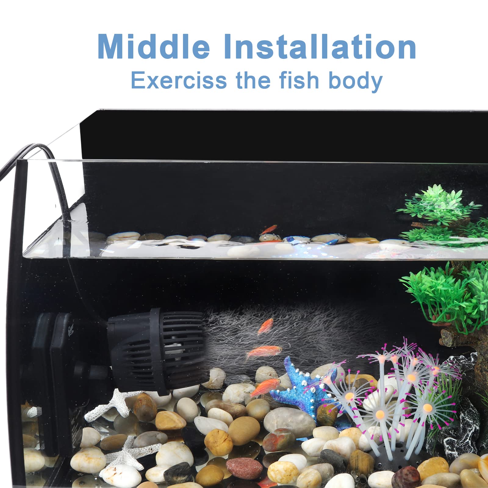 hygger 1050 GPH Aquarium Wave Maker Pump with Strong Magnetic Suction Base, Ultra-quiet 360 Degree Rotating Submersible Power He