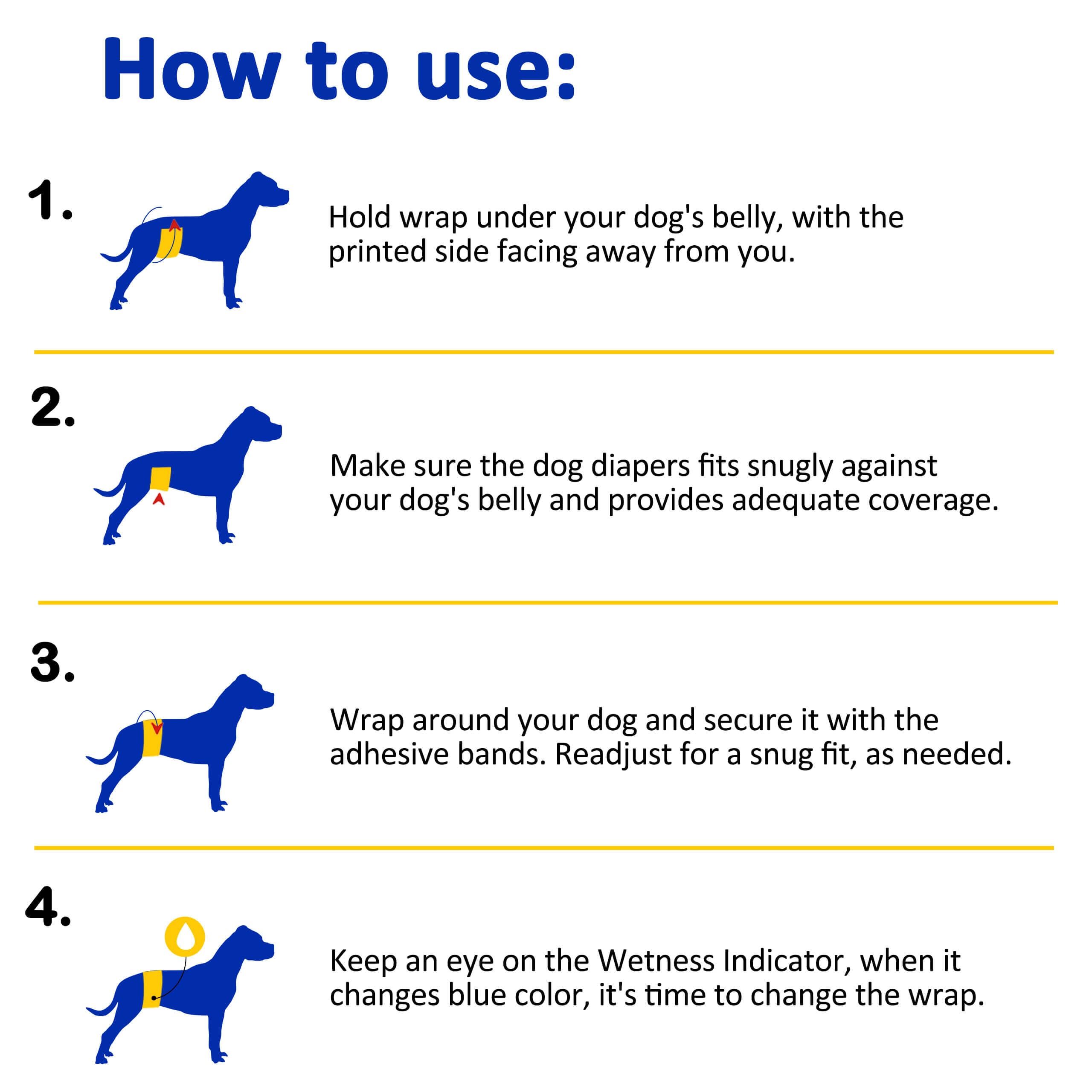 Dono Disposable Male Dog Diapers, Super Absorbent Wraps, M(18-25in), Blue Bone, Model DMD-2, 48 Pack, 360° Leak-Proof