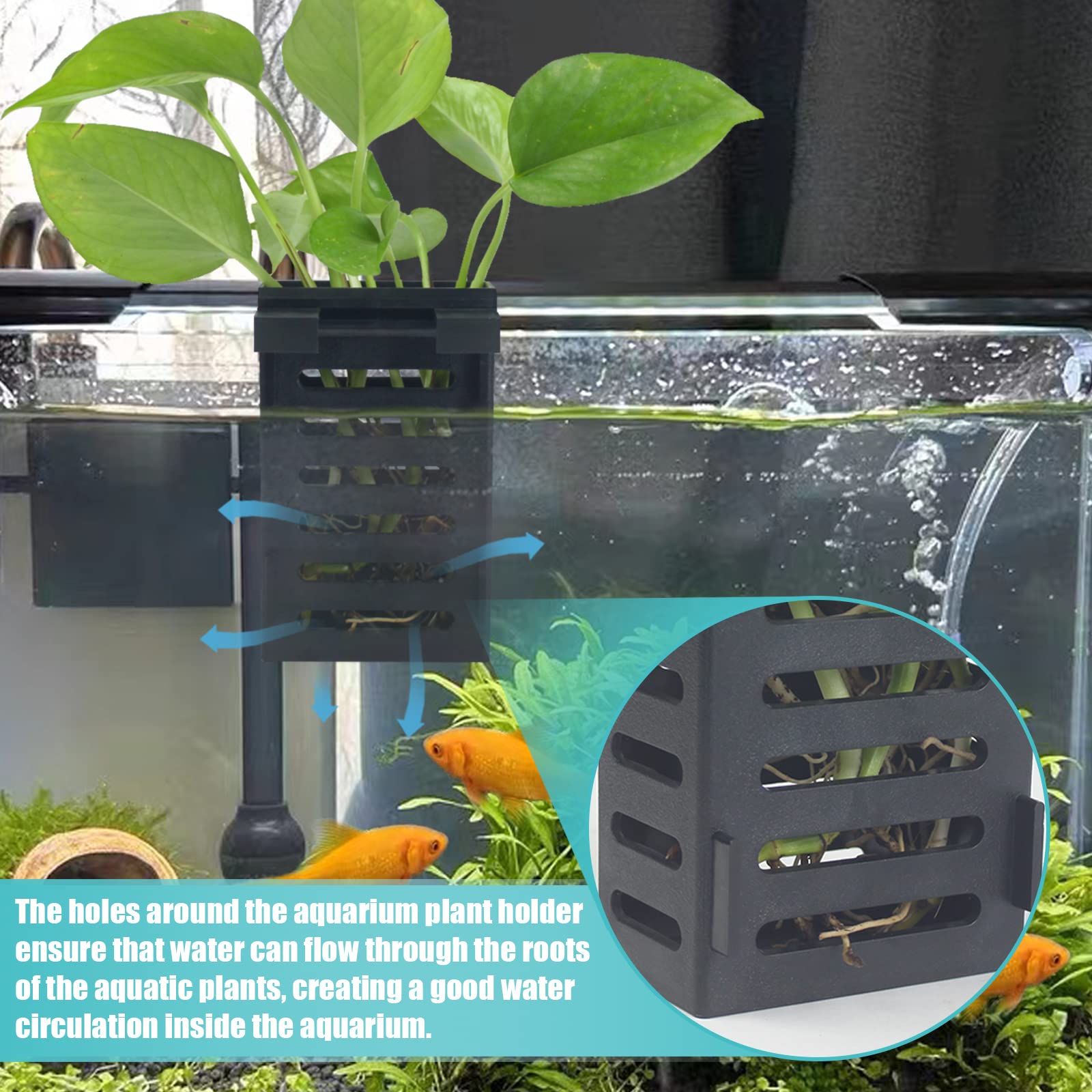 SANJHFF 2 Pcs Aquarium Plant Holder, Fish Tank Plant Holder with Hooks and Suction Cups, Aquarium Planter Cups for Emersed Plant