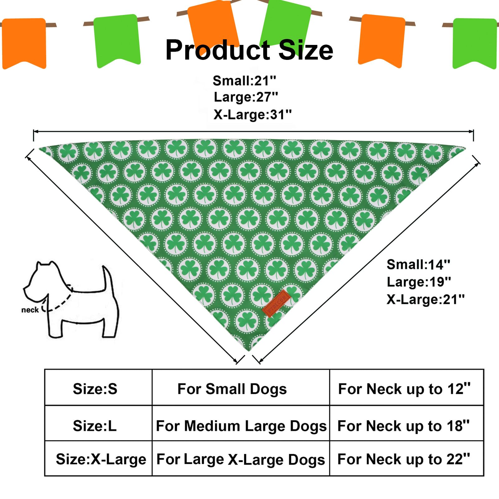 Ptdecor St.Patrick'S Day Dog Bandana,Green Shamrock Reversible Holiday Dog Scarf, Multi Size, Triangle Irish Bandanas For Large
