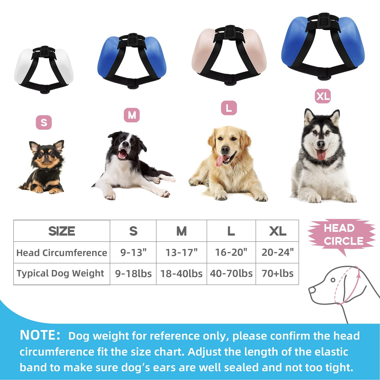Deryep Dog Earmuffs For Hearing Protection 29Db Nrr Ear Muffs Noise Protection (Medium, White)