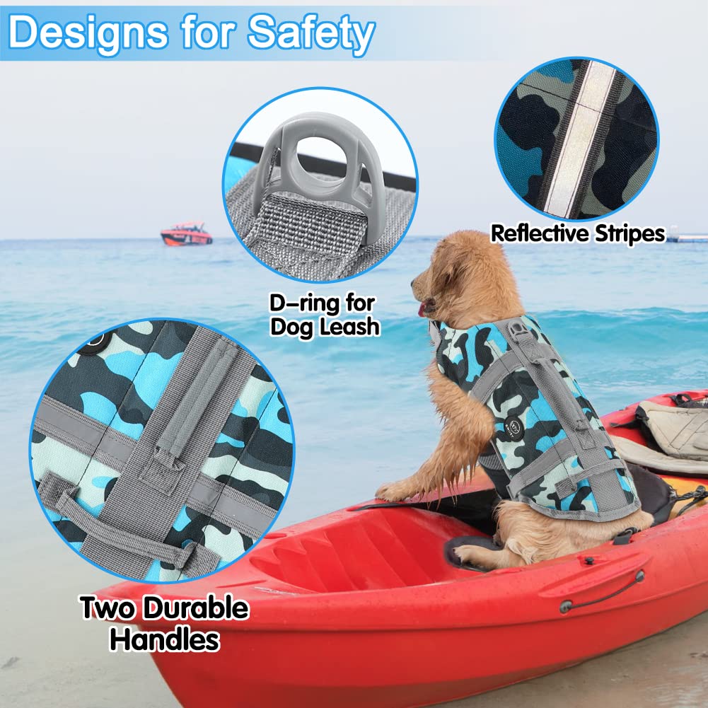 Emust Dog Life Preserver - Flotation Vest For Swimming, Beach & Boating - High Buoyancy - Small/Medium/Large Dogs - M - New Blue