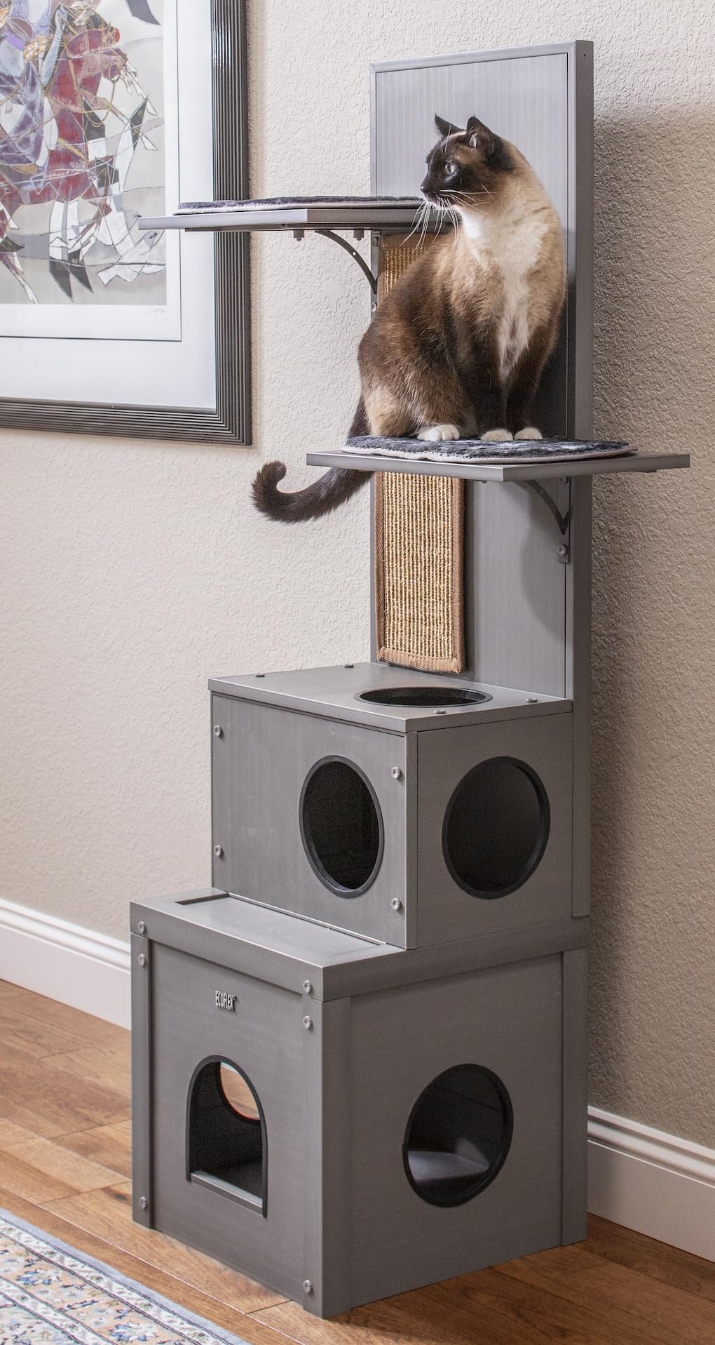 New Age Pet ECOFLEX Kitty Climber Cat Tree - Gray, Eco-Friendly Wood Plastic Composite - Moisture & Odor Resistant, Easy Assembl