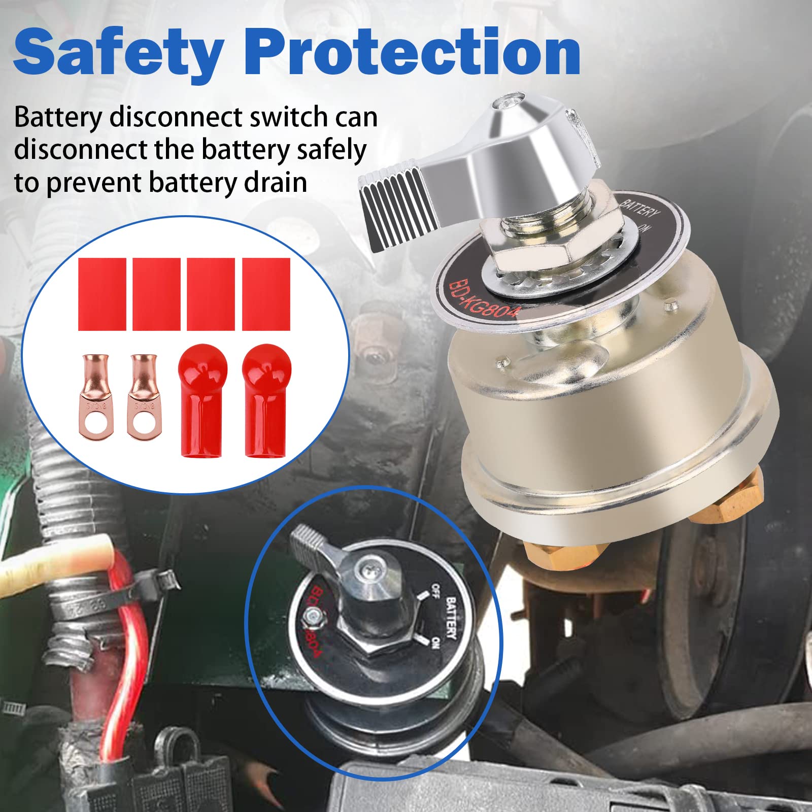 FEITON 300A High Current Battery Disconnect Switch, 12-48V On/Off Isolator for Car, RV, Truck, Boat, ATV - Power Cut Off Killer Switch