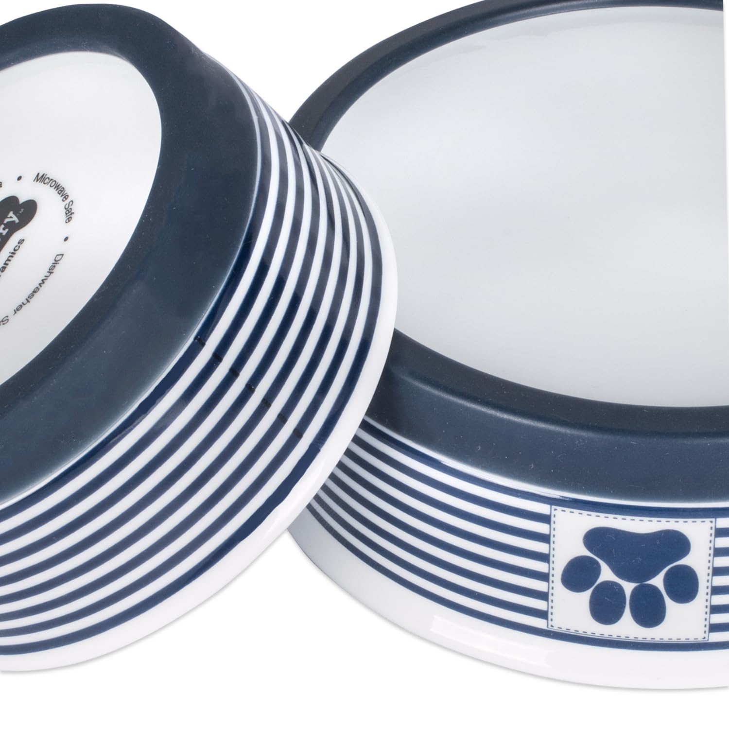 Bone Dry Paw & Patch Ceramic Pet Collection, Medium Bowl, 6x2, Nautical Blue
