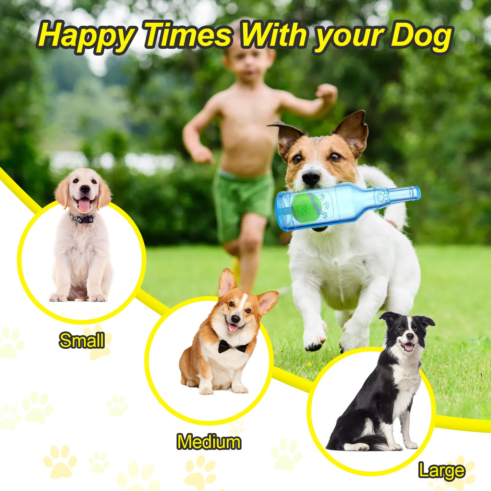 Water Bottle Dog Toy For Aggressive Chewers, Cute Squeaky Indestructible Water Bottle Dogs Chew Toys For Medium/Small Dogs Inter