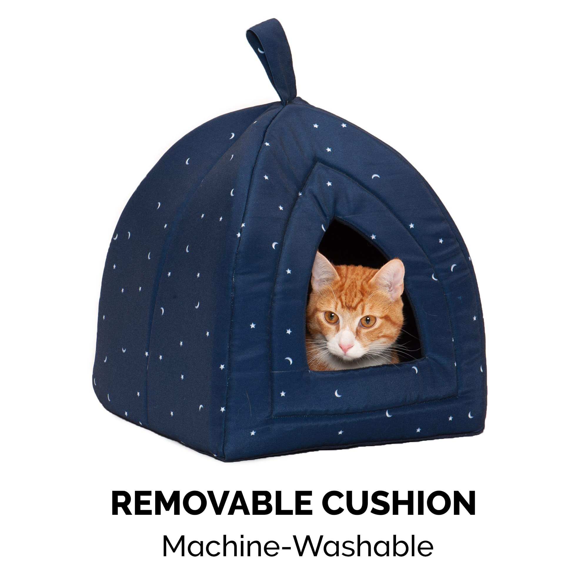 Furhaven Small Cat Bed - Washable Polycanvas Print Pet Tent, Night Sky, Model 92207150