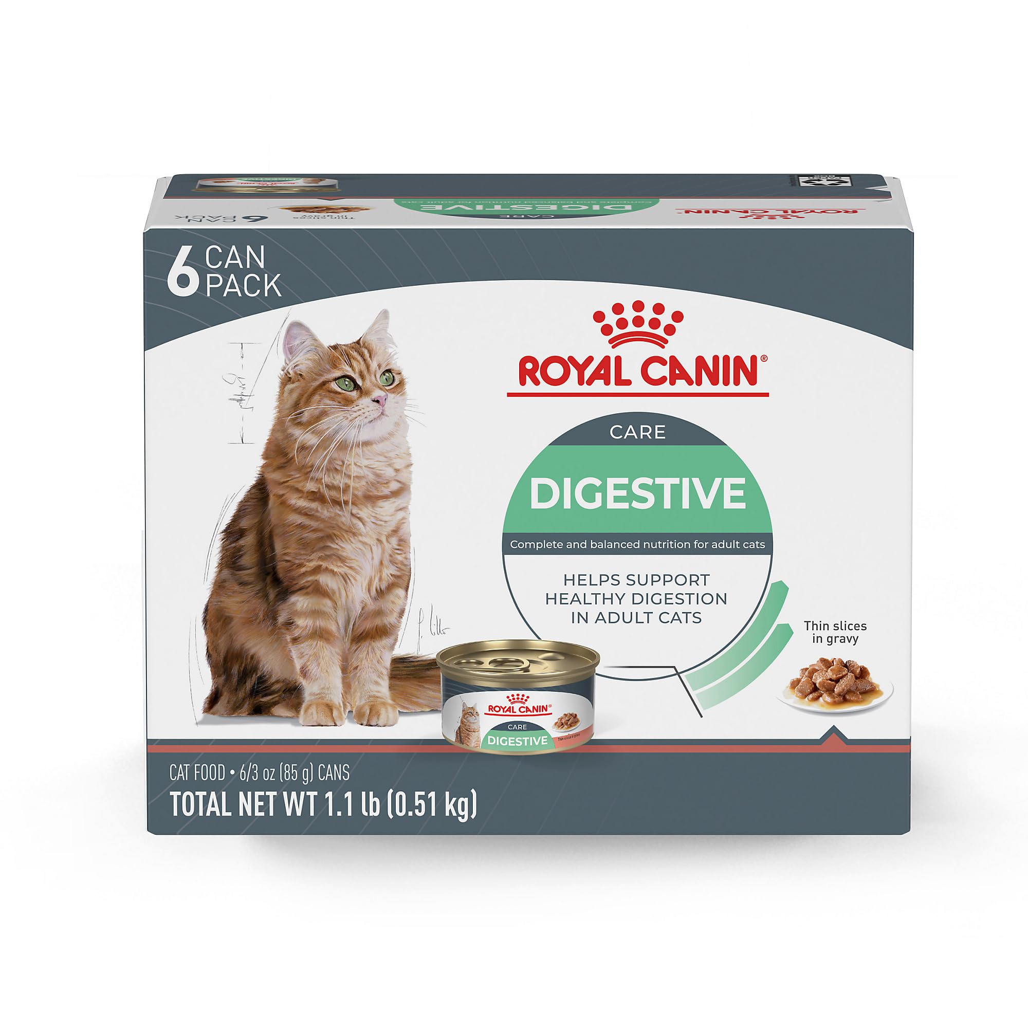 Royal Canin Digestive Care Thin Slices in Gravy Wet Cat Food, 3 Ounce (Pack of 6) - Package May Vary