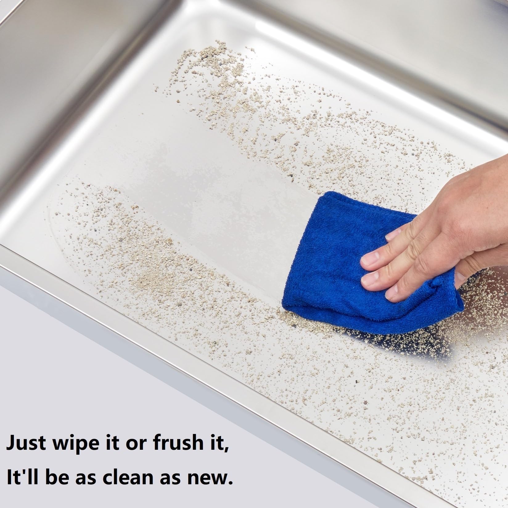 LEGOURNS Stainless Steel Cat Litter Box - High Sided, Easy Clean, 17.7"x13.8"x6", Non Stick, Suitable for Adult Cats