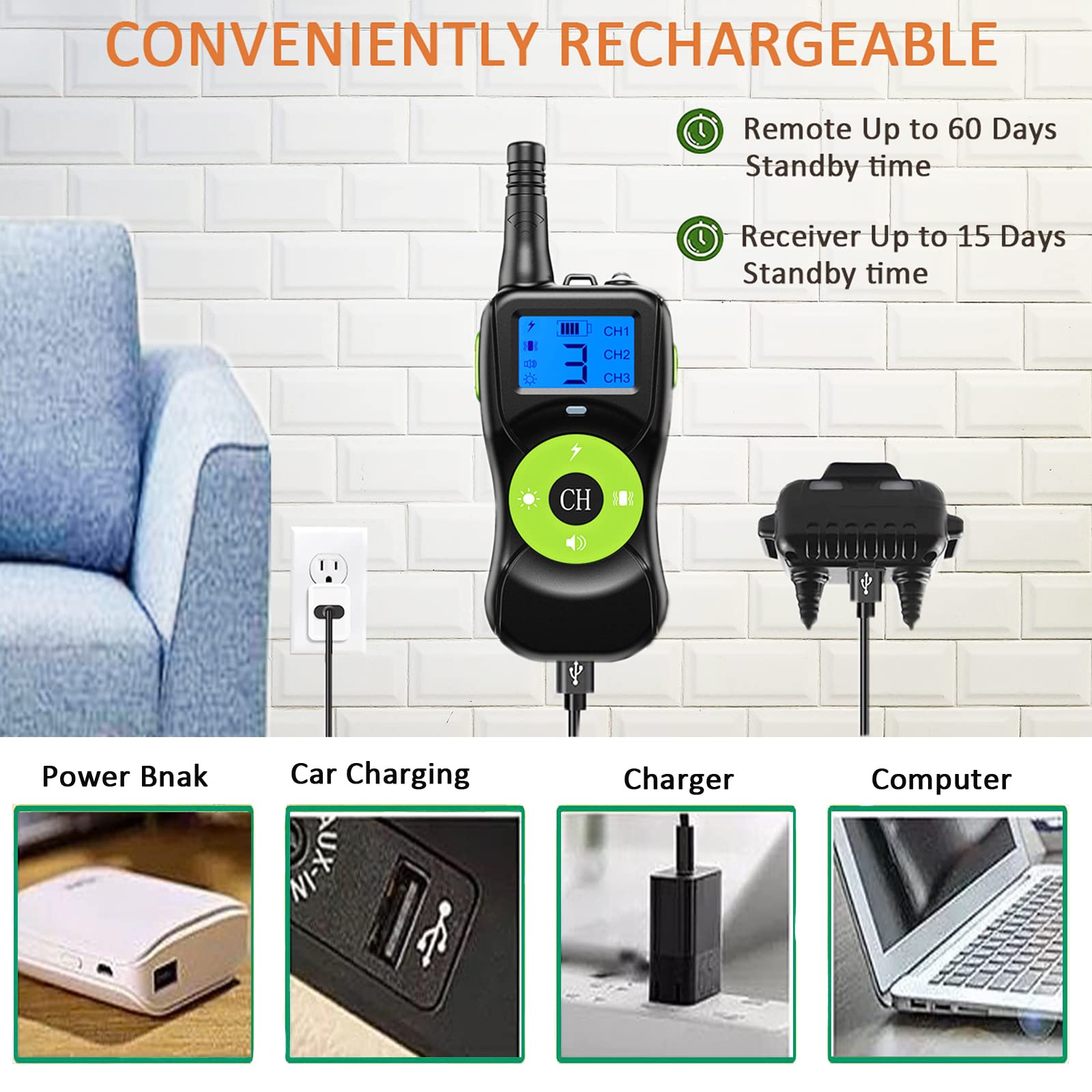 Dog Shock Collar For Dog With Remote,Rechargeable Electric Dog Collar With Beep,Vibration,Light,Shock,4 Training Mode,Waterproof Electronic Dog Collars For Large Small Medium Dogs