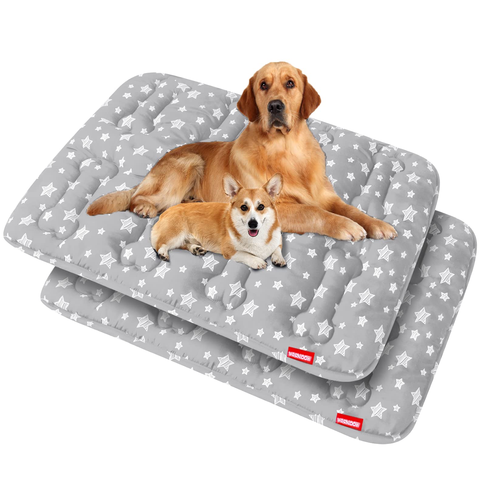 Dog Crate Mat (42'' X 28'') 2 Pack, Soft Dog Bed Mat with Cute Prints, Personalized Dog Crate Pad, Anti-Slip Bottom, Machine Was