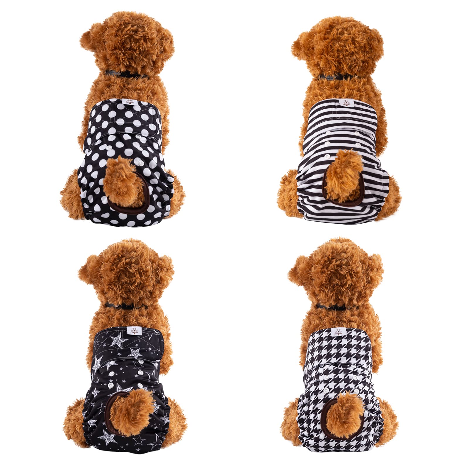 Cutebone Washable Female Dog Diapers 4 Pack Reusable Doggie Heat Diapers For Period Fmg01Xl