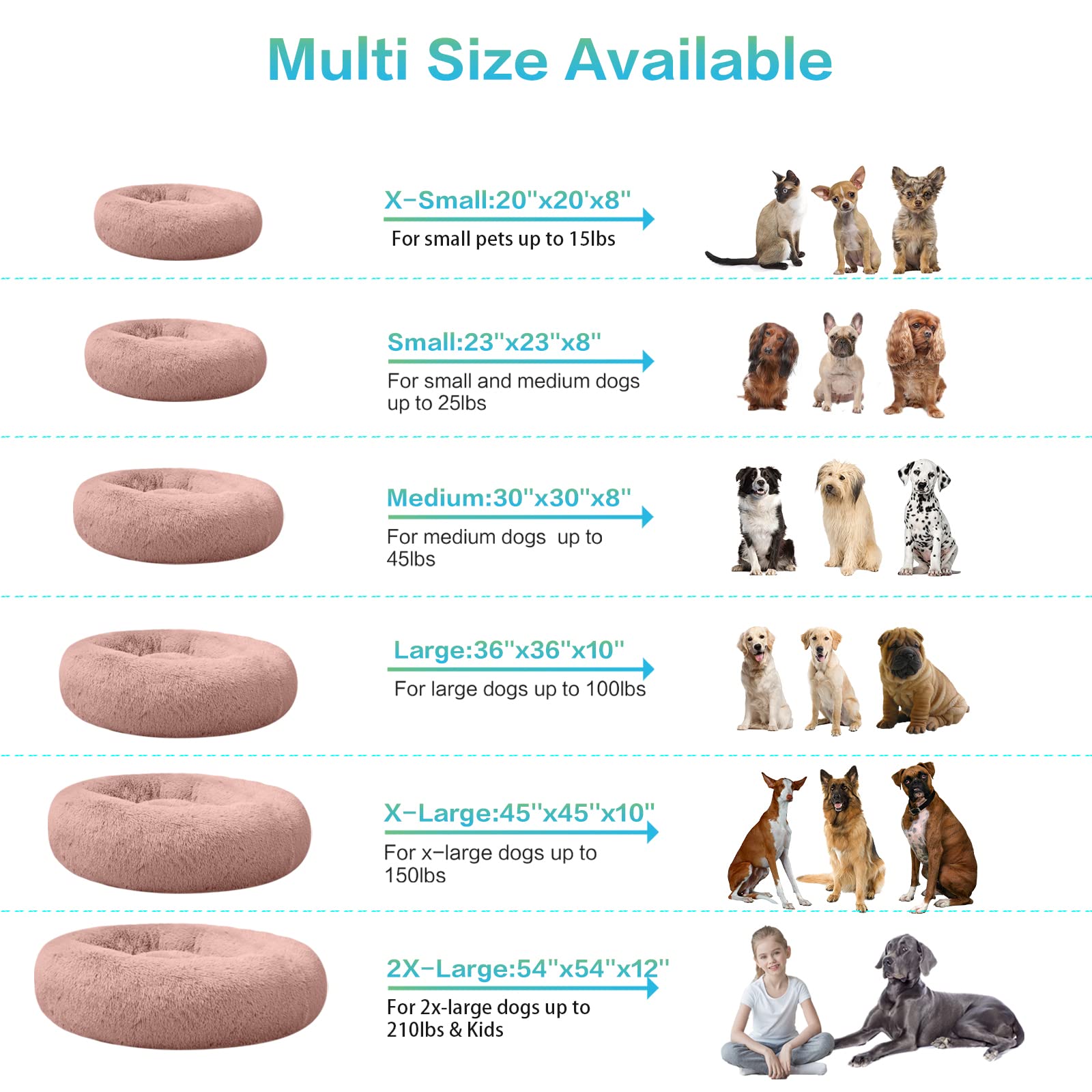 Savfox Calming Dog Bed, Anti Anxiety Dog Bed, Plush Donut Dog Bed For Small Dogs, Medium, Large & X-Large, Soft Fuzzy Comfy Dog