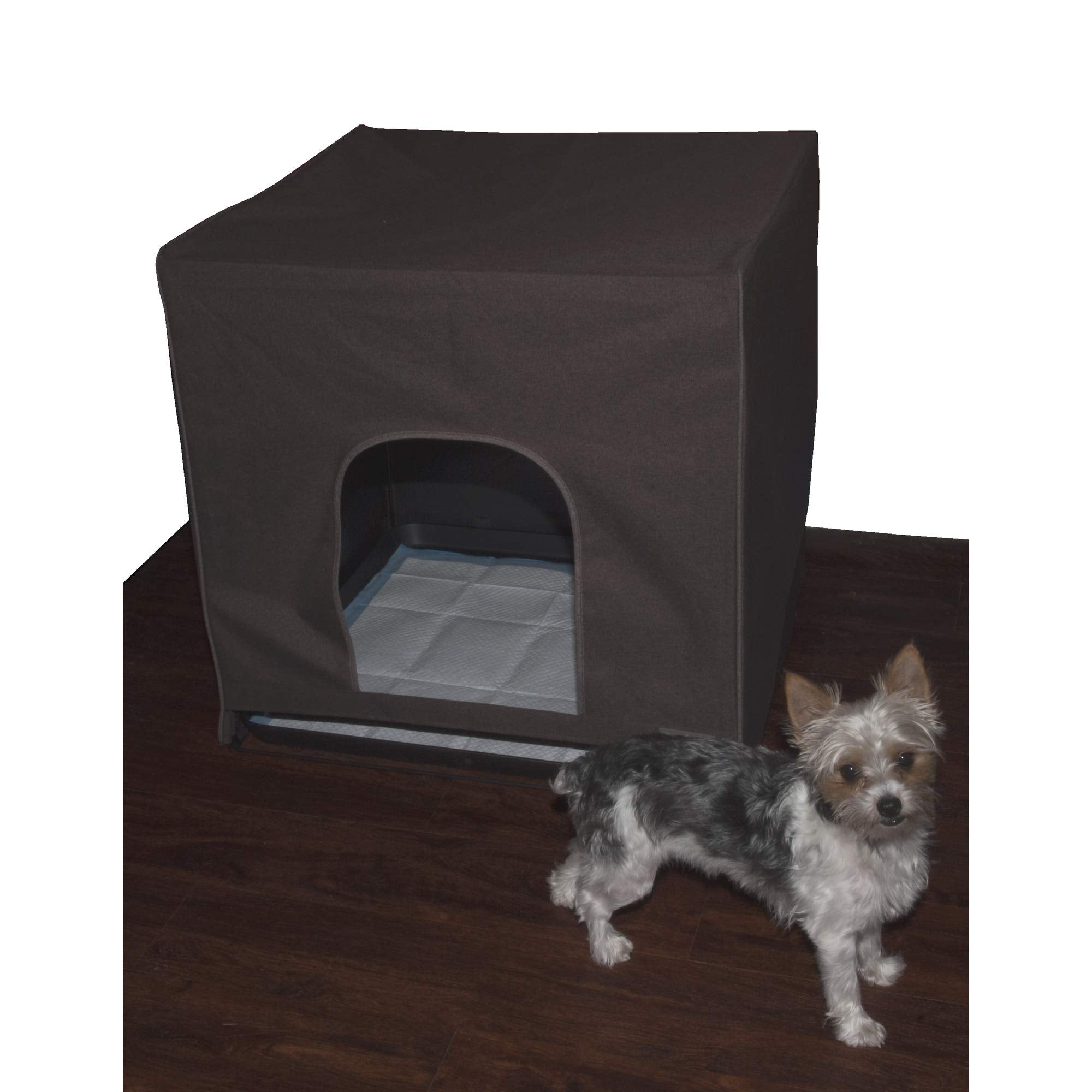 Pet Gear Pro Pawty, Potty Training Aid For Pee Pad/Grass Patch, Removable Tray Holds Pad Included, Hides Messes, Optional Wall Guard, Dog Litter Box, Pro Pawty Only- Medium, Espresso