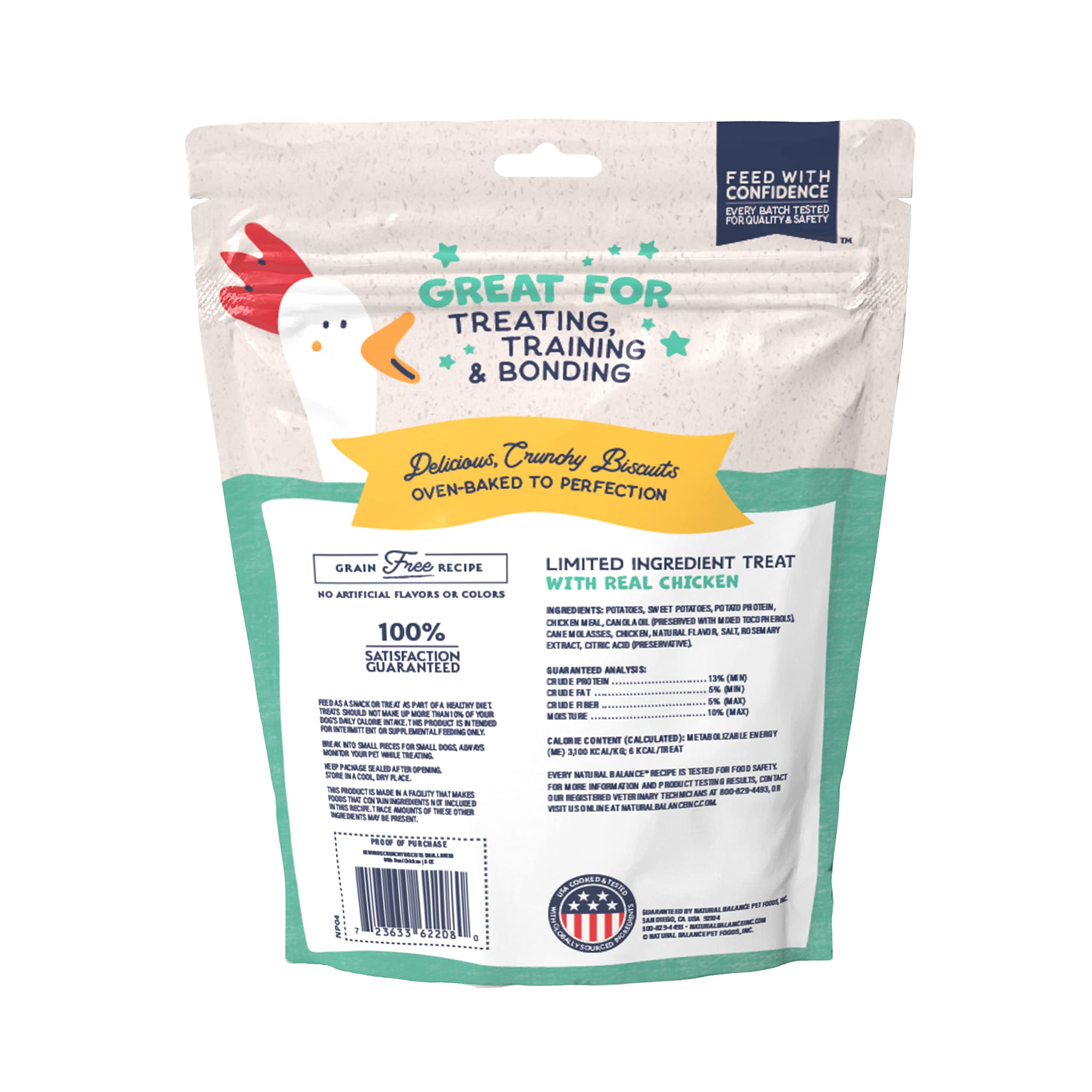 Natural Balance Limited Ingredient Rewards Crunchy Biscuits, Bite-Size Treats for Small-Breed Dogs, Made with Real Chicken, 8 Ou