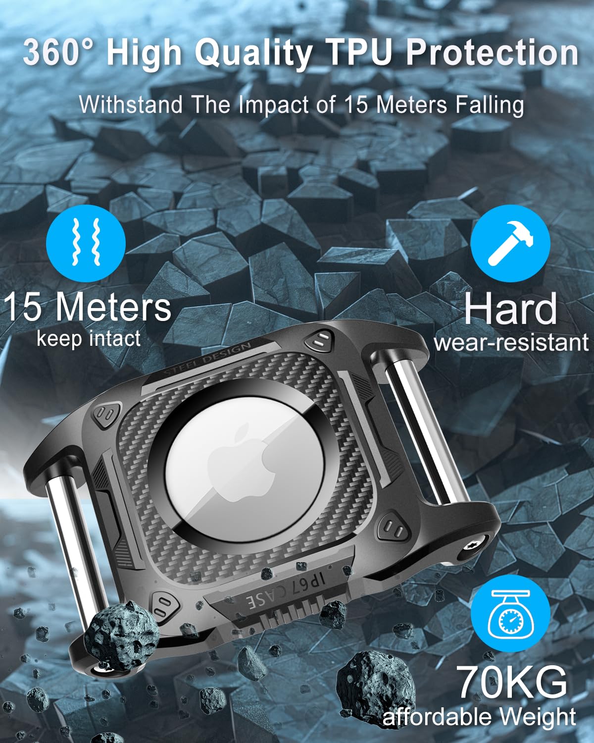 Ip68 Waterproof Airtag Dog Collar Holder, Hard Tpu Full Protection Airtag Holder With Removable Handle Compatible Apple Air Tag