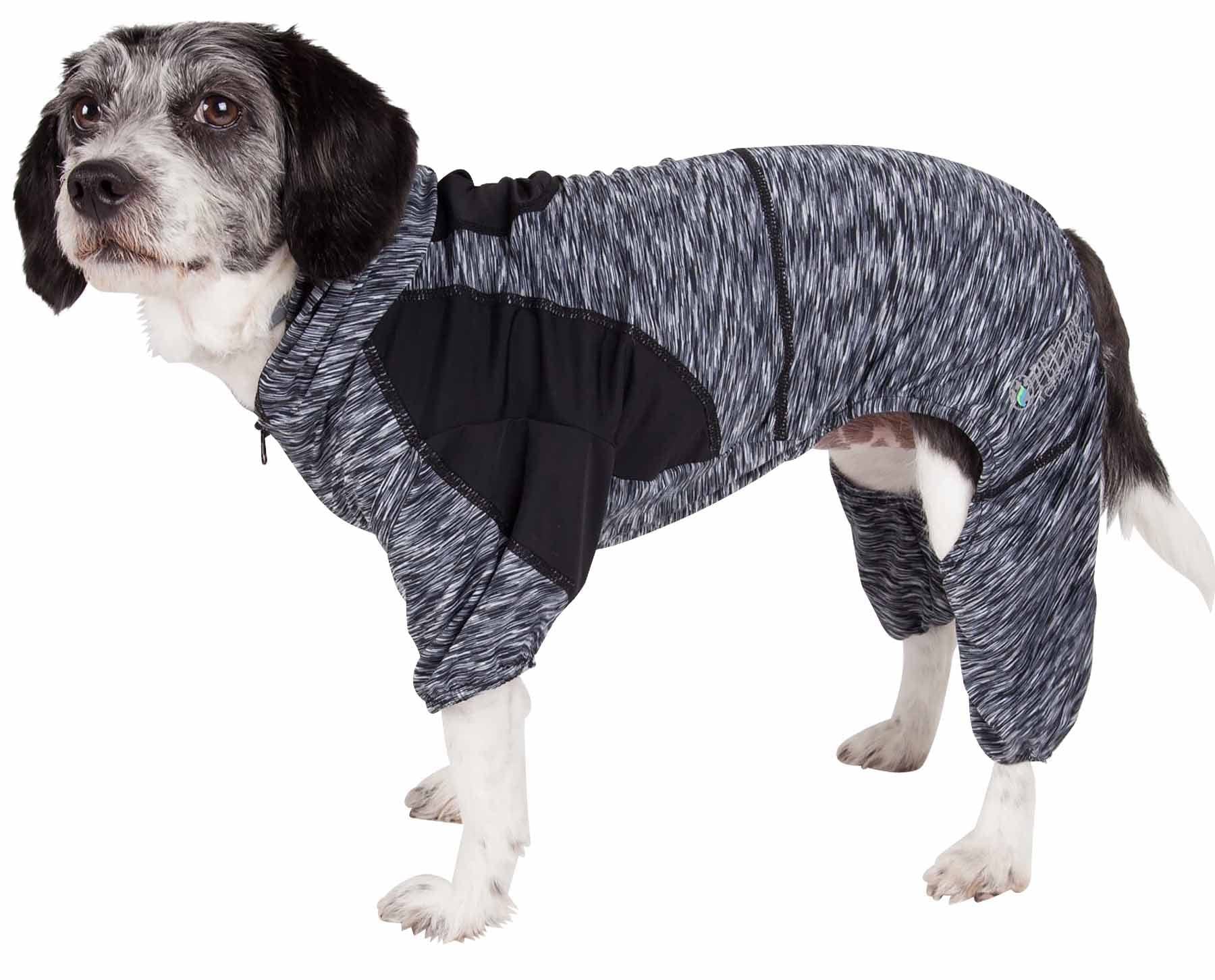 Pet Life ® Active Downward Dog Hoodie And Flexible Full Body Dog T-Shirt - Lightweight Dog Fitness Tracksuit And Yoga Dog Clothes Featuring 4-Way Stretch, Reflective And Quick-Dry Technology