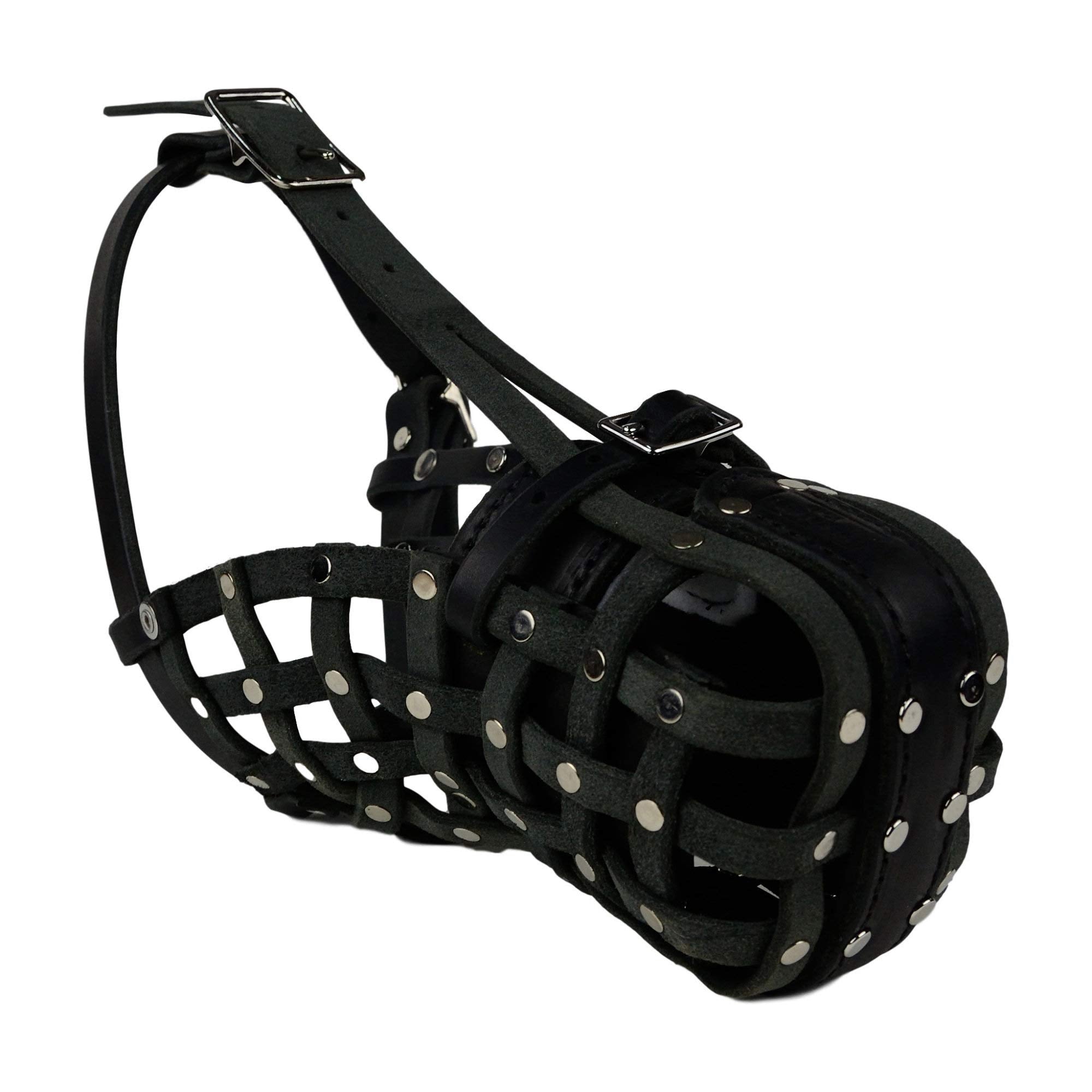 REDLINE K-9 Leather Basket Dog Muzzle - Large, Black, Model RDL260100001-Large