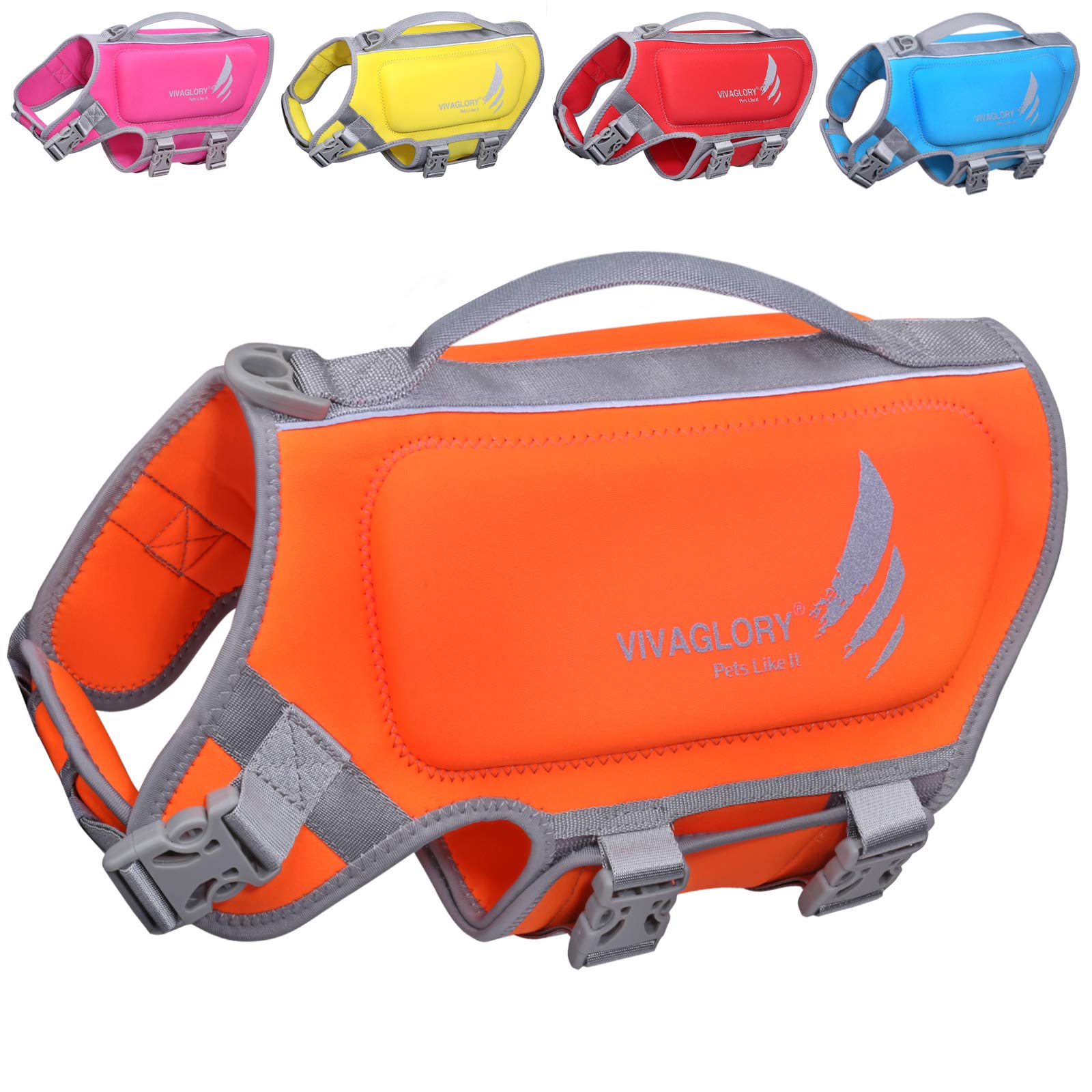 Vivaglory Lightweight Dog Life Jacket, Pet Preserver Vest, Skin-Friendly Neoprene For Puppy Small Dogs With D-Ring And Quick Rel