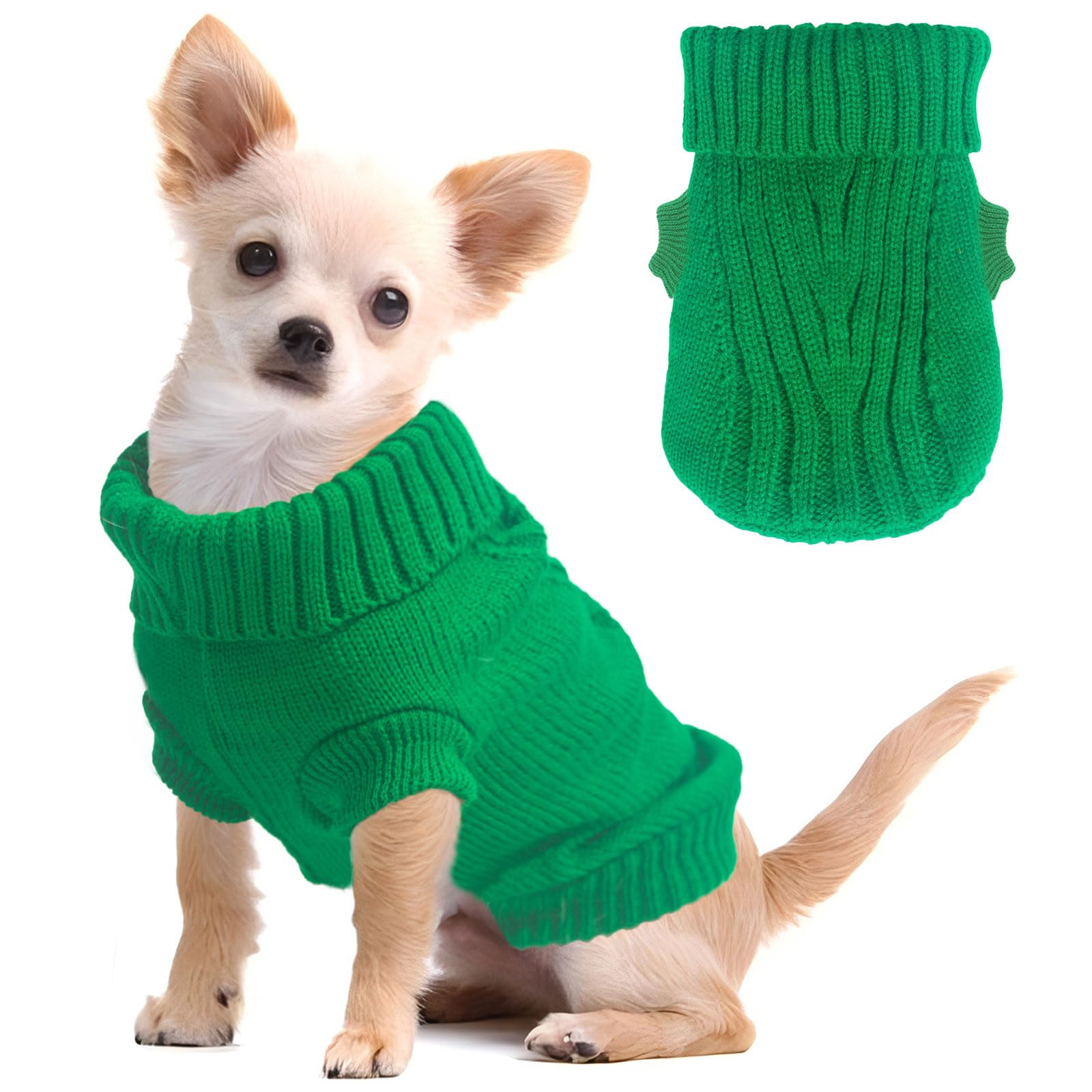 Winter Chihuahua Clothes Sweater For Small Dogs - Knitted Warm Puppy Turtleneck Pullover - Thick Pet Knitwear For Teacup Yorkie 