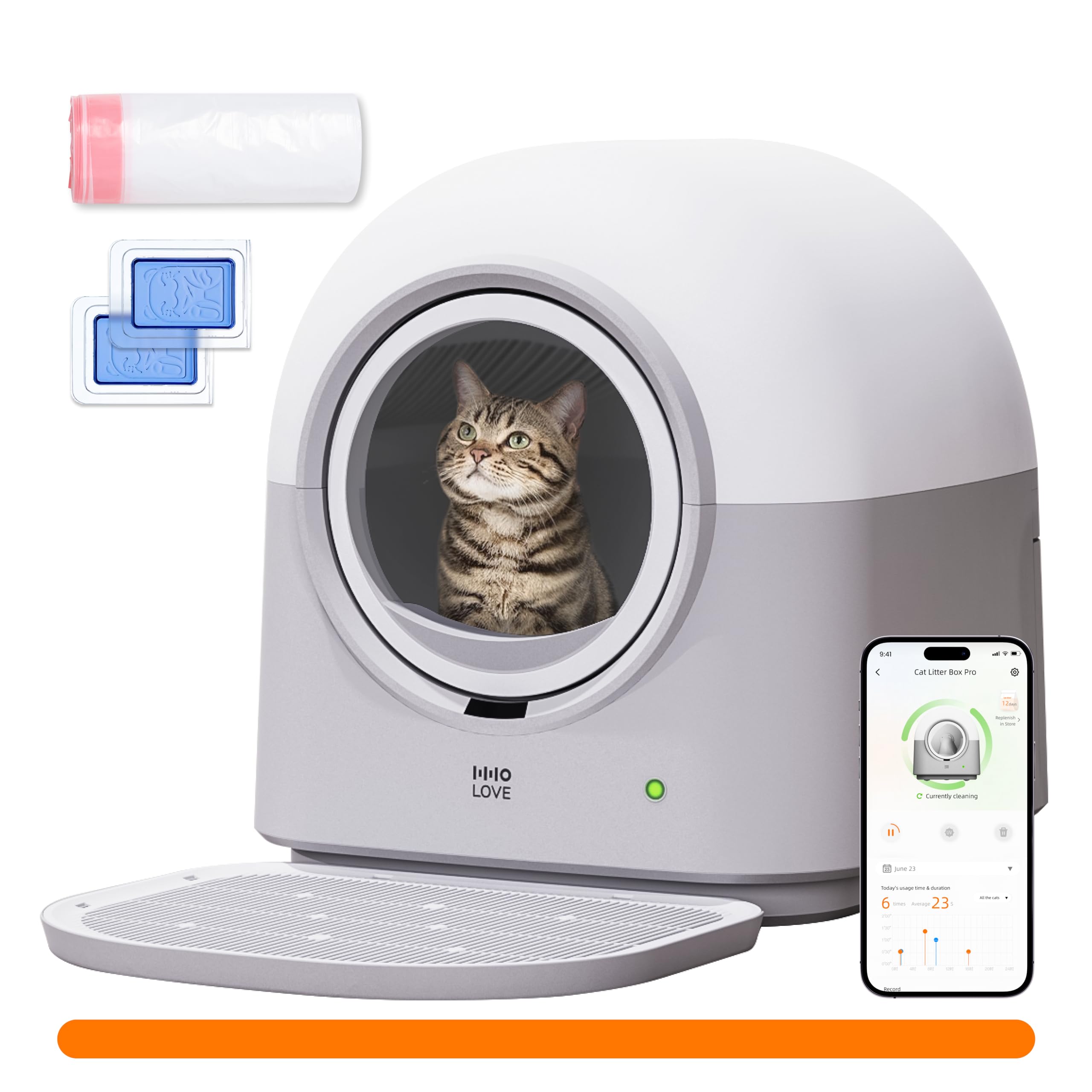 Hholove Self Cleaning Cat Litter Box Ty Pro, 60L Extra Large Open Automatic Litter Box App Control, Anti-Pinch For Multi Cats 3-