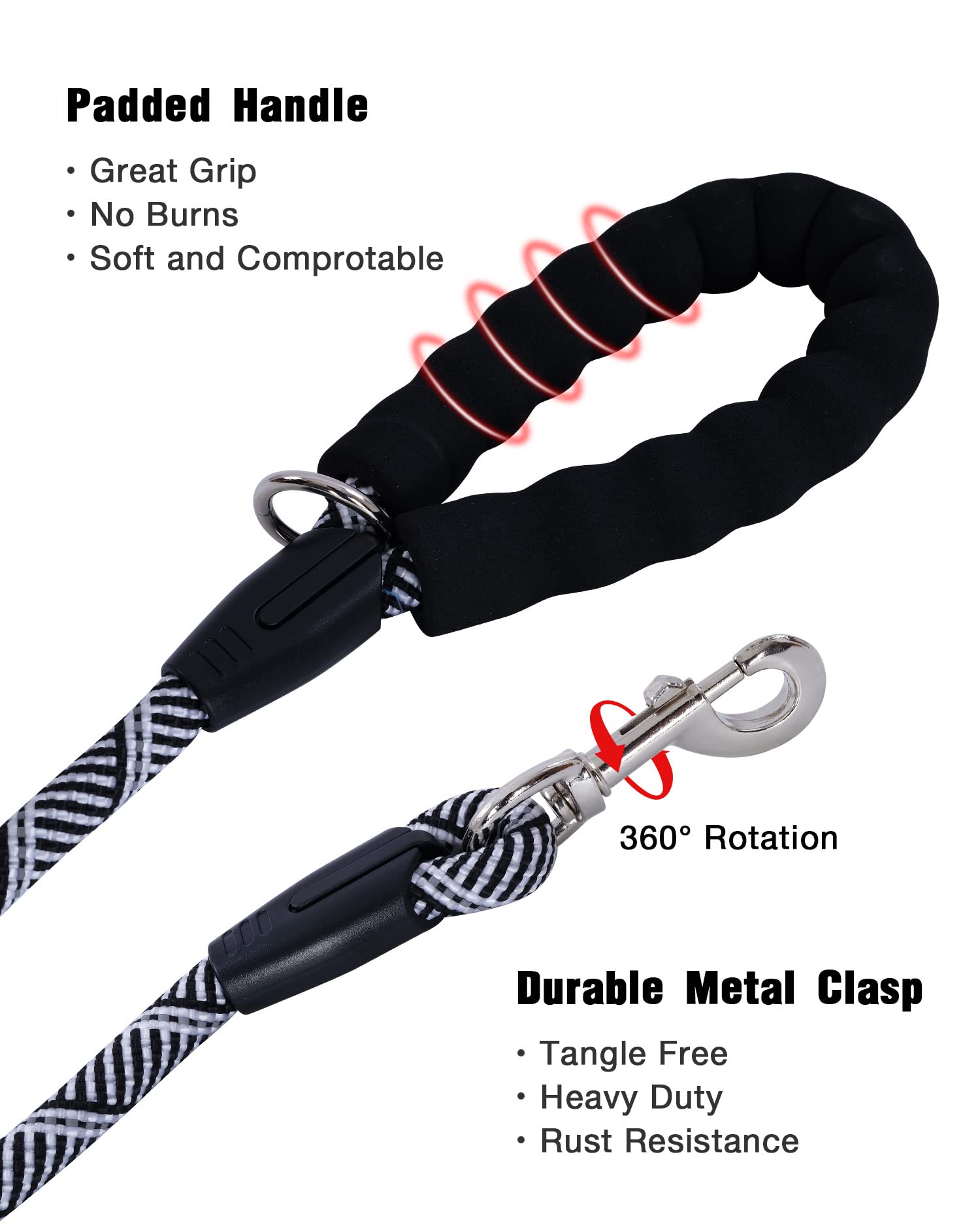 Long Dog Leash With Reflective Threads 15Ft 20Ft 30Ft 50Ft,Heavy Duty Bungee Dog Leashes For Small Medium Large Breed Dogs,Shock Absorbing Training Leash For Walking,Hunting,Camping&Yard
