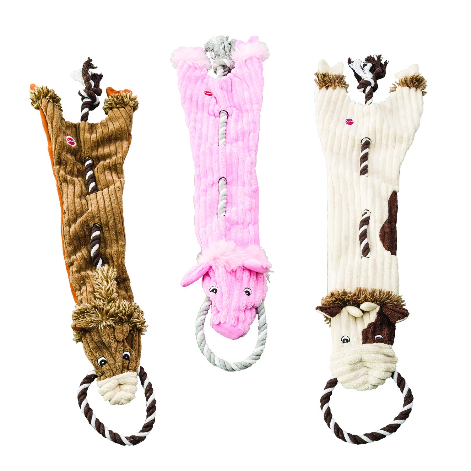 Spot Skinneeez Barnyard Tug Dog Toy - Rope Design For Strong Chewers, Squeaker & Crinkle, Stuffing-Free, Tug Toy For Medium To Large Dogs & Puppies -23 Inch, Style Varies
