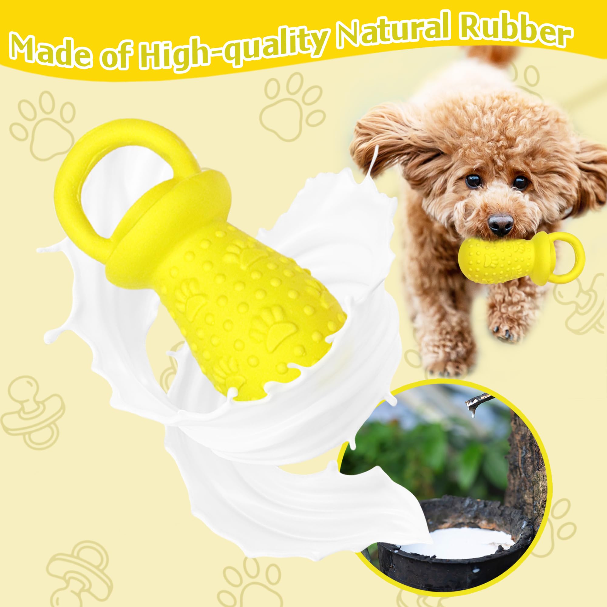 Llspet Latex Chew Dog Toys, Novelty Squeaky Pacifier Dog Toys, 5.2'' Durable Pacifier Dog Chew Toys For Small And Medium Dogs(Ye