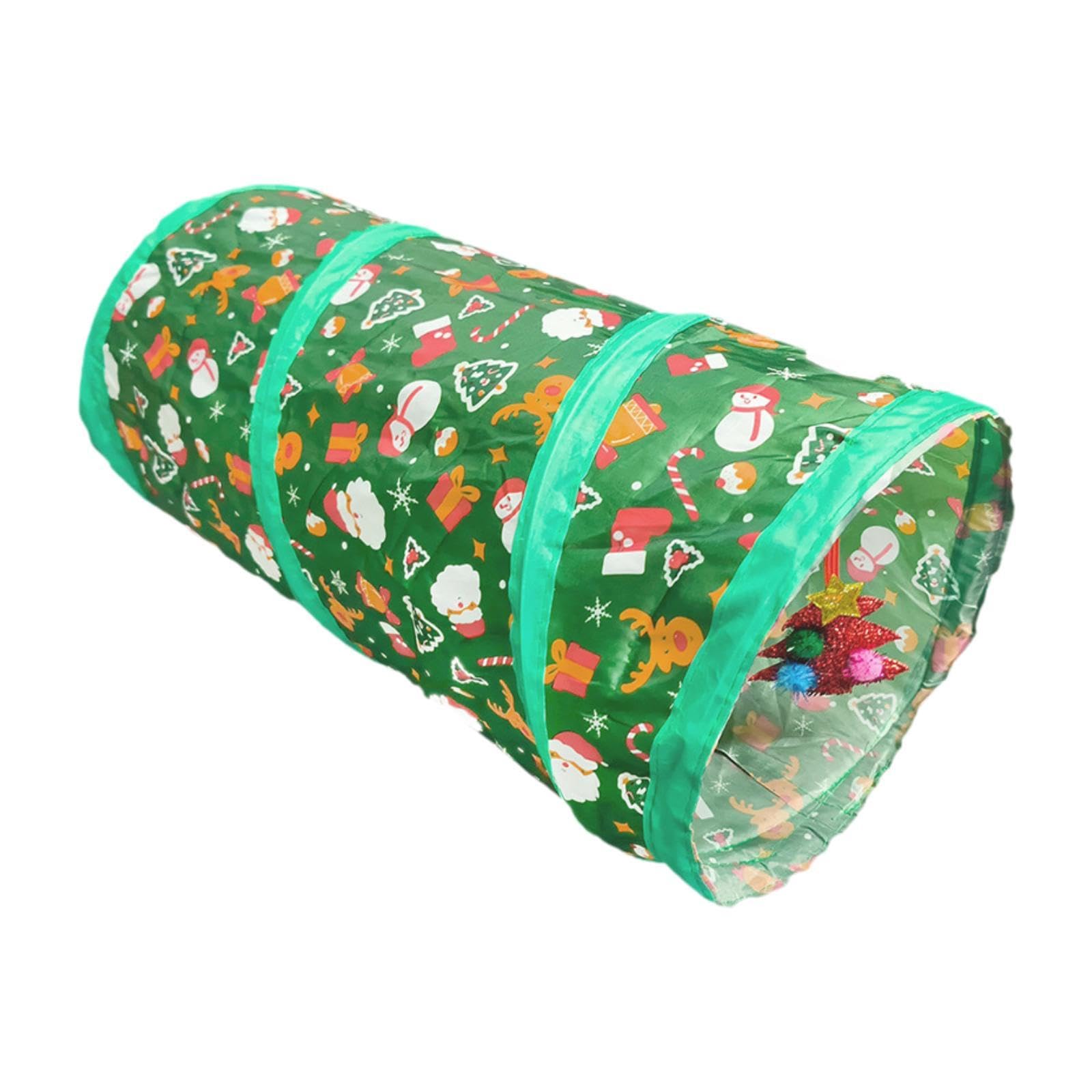 Ujeavette Cat Tunnel With Christmas Tree Ball Kitten Nest For Rabbits Indoor Cats Short