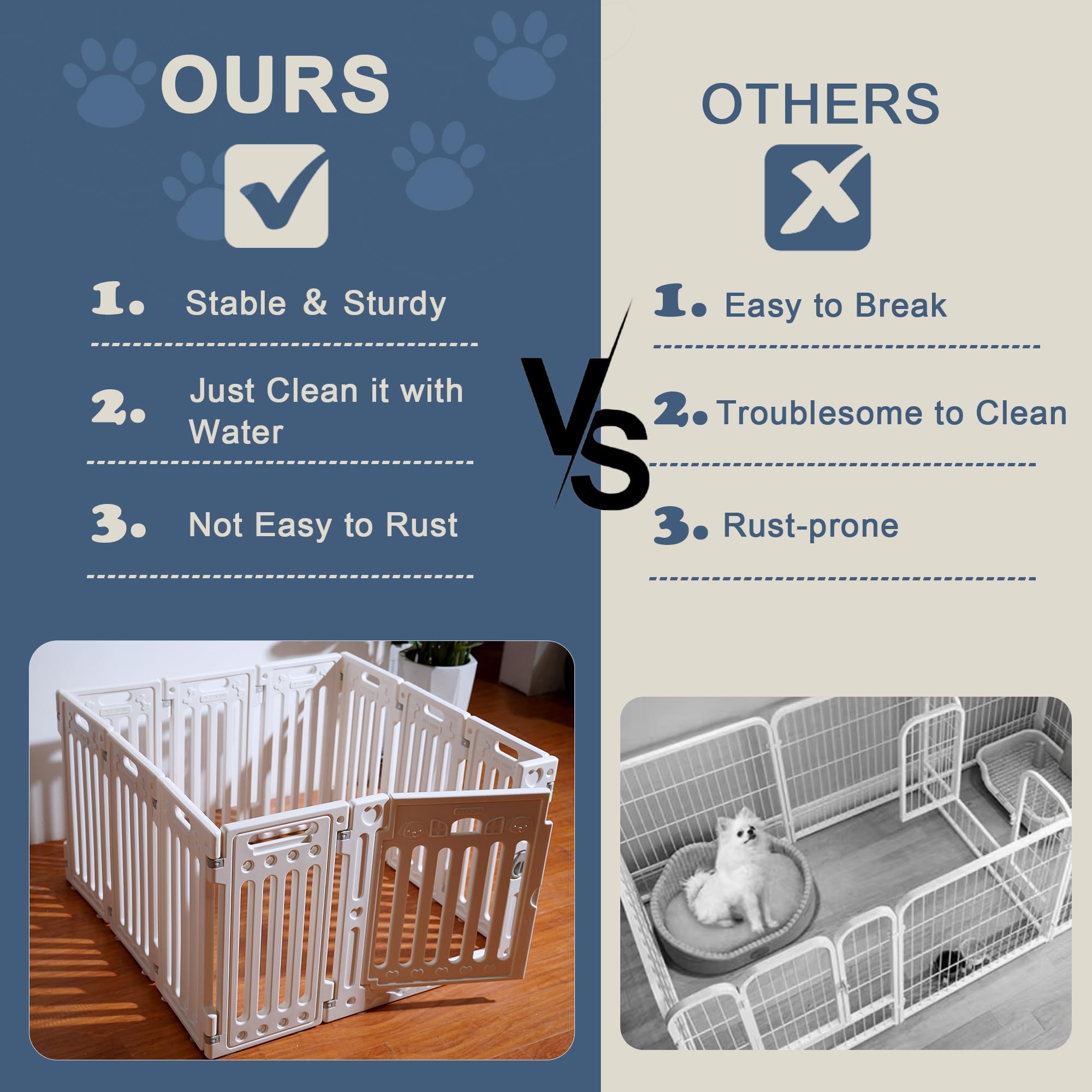 Aoole Dog Playpen With Door, Diy Shape Combination Puppy Pen,25.5'' H 10-Panel Dog Fence,Non-Slip & Secure Pet Gate, Easy To Ass