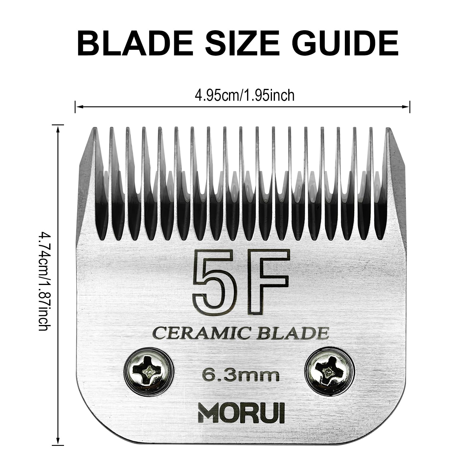 Morui 5F Cut Length 1/4   (6.3Mm) Detachable Ceramic Pet Dog Clipper Blades Compatible With Most Andis,Oster A5 Wahl Km Series C