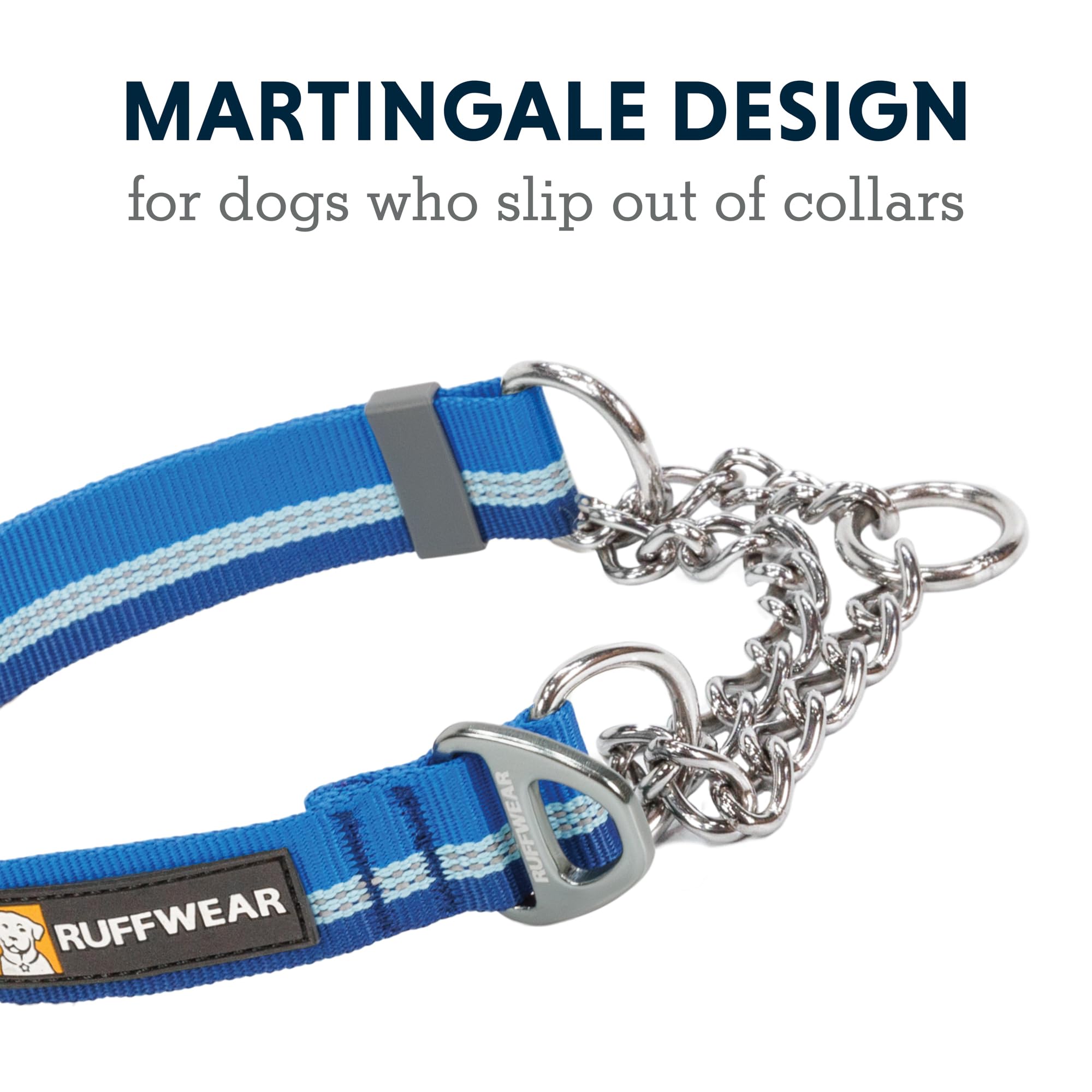 Ruffwear Chain Reaction Dog Collar, Martingale Style, Blue Pool, 11"-14", Polyester