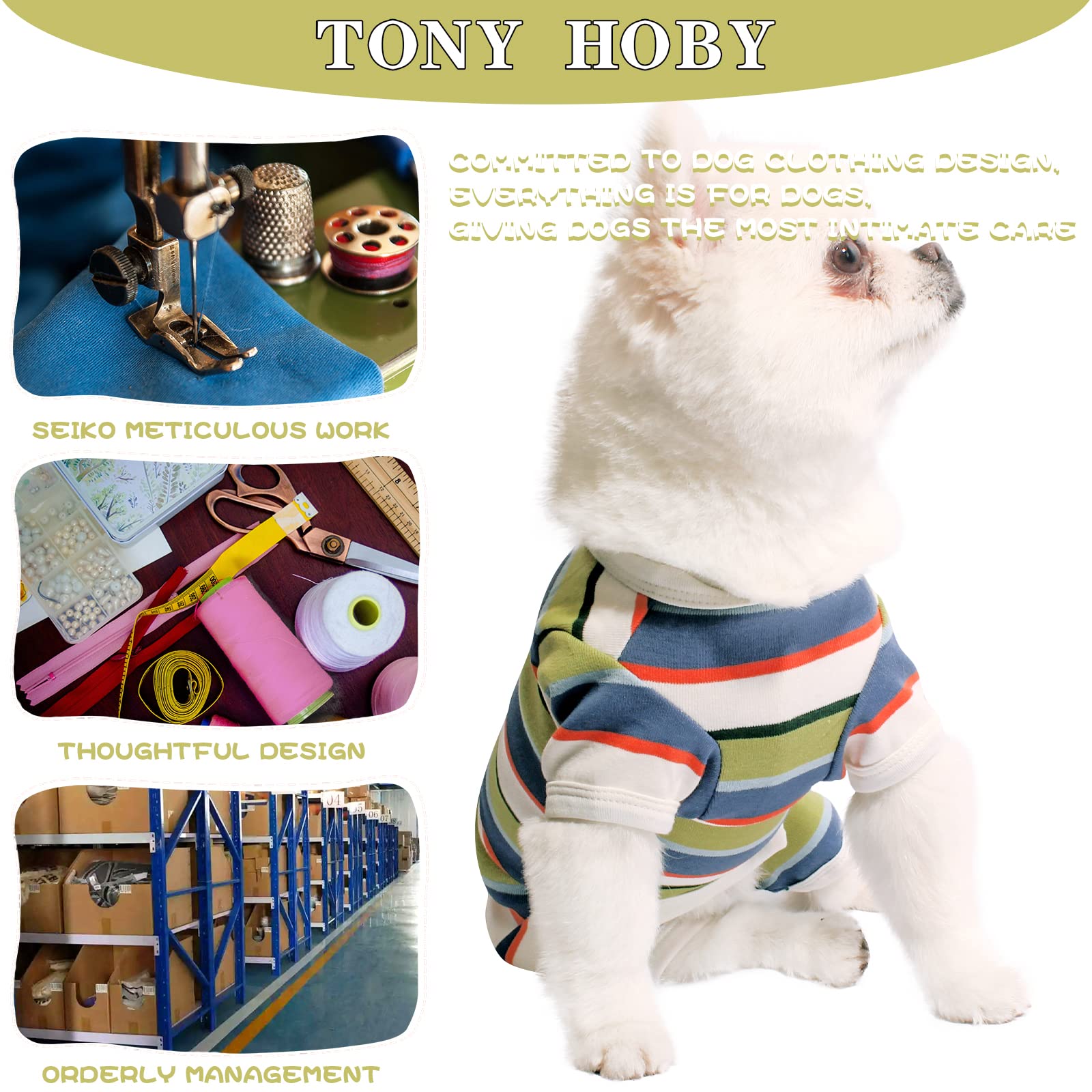 Tony Hoby Pajamas, Jumpsuit, Colorful Shirt, Surgery Recovery Suit For Small Medium Dog (Blue&White, Boy, M)