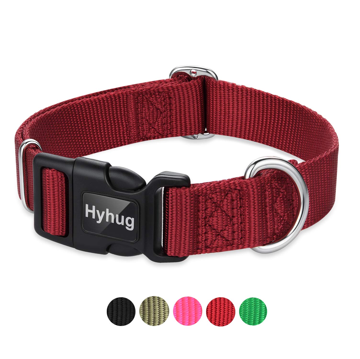 Hyhug Pets Classic Regular Solid Color Puppy Dog Collar (Small, Red)