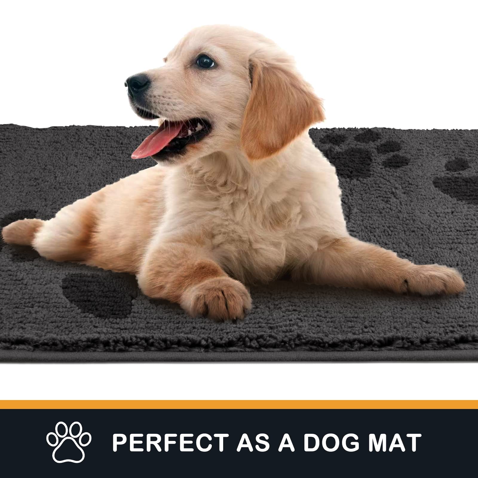 PURRUGS Dirt Trapper Door Mat 34  x 59 , Non-Skid/Slip Machine Washable Microfiber Entrance Rug, Shoes Scraper, Dog Doormat, Sup