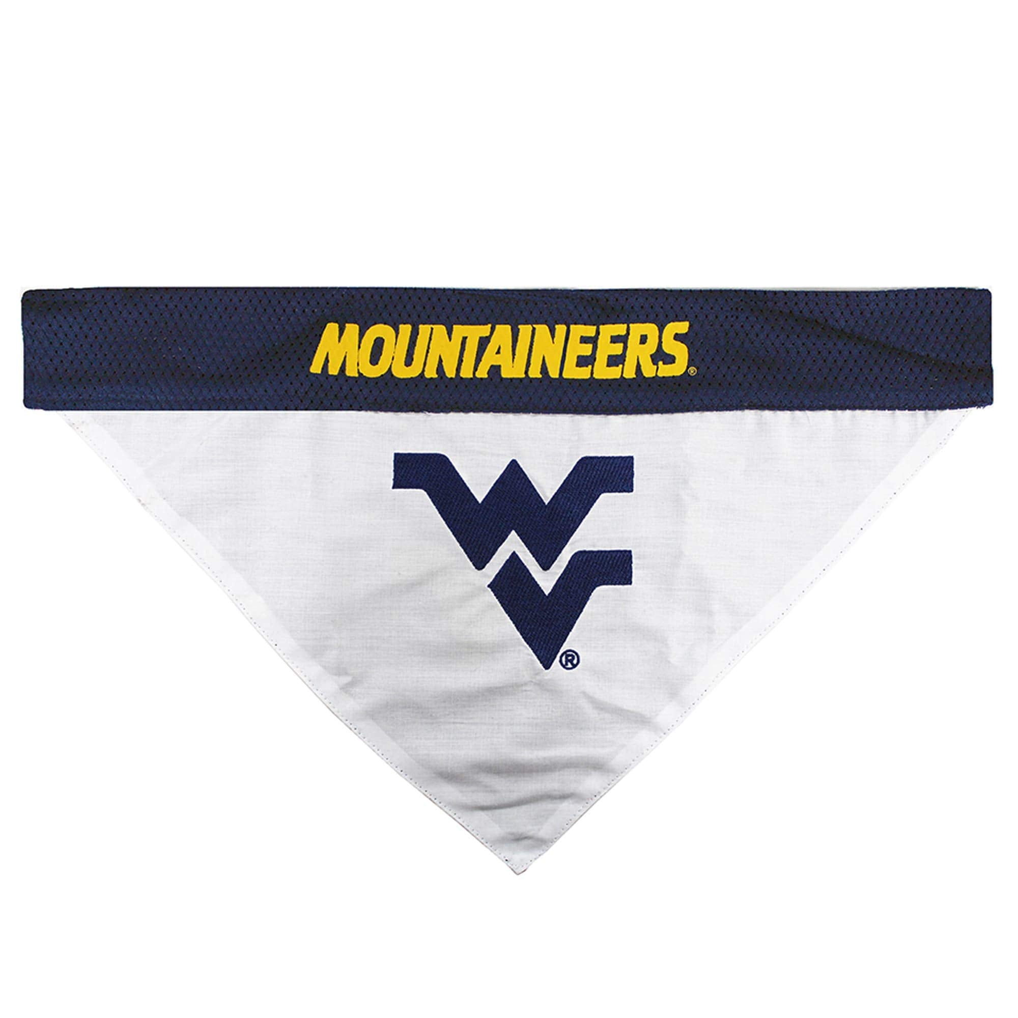 Pets First Collegiate Pet Accessories, Reversible Bandana, West Virginia Mountaineers Size Small/Medium
