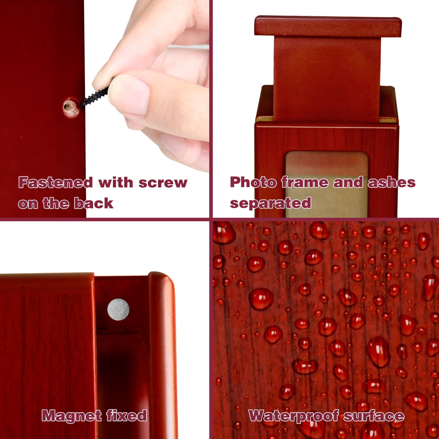 Pcs Pet Urns For Dogs Ashes, Dog Photo Urn, Urns For Dog Ashes, Pet Cremation Box Red-Medium